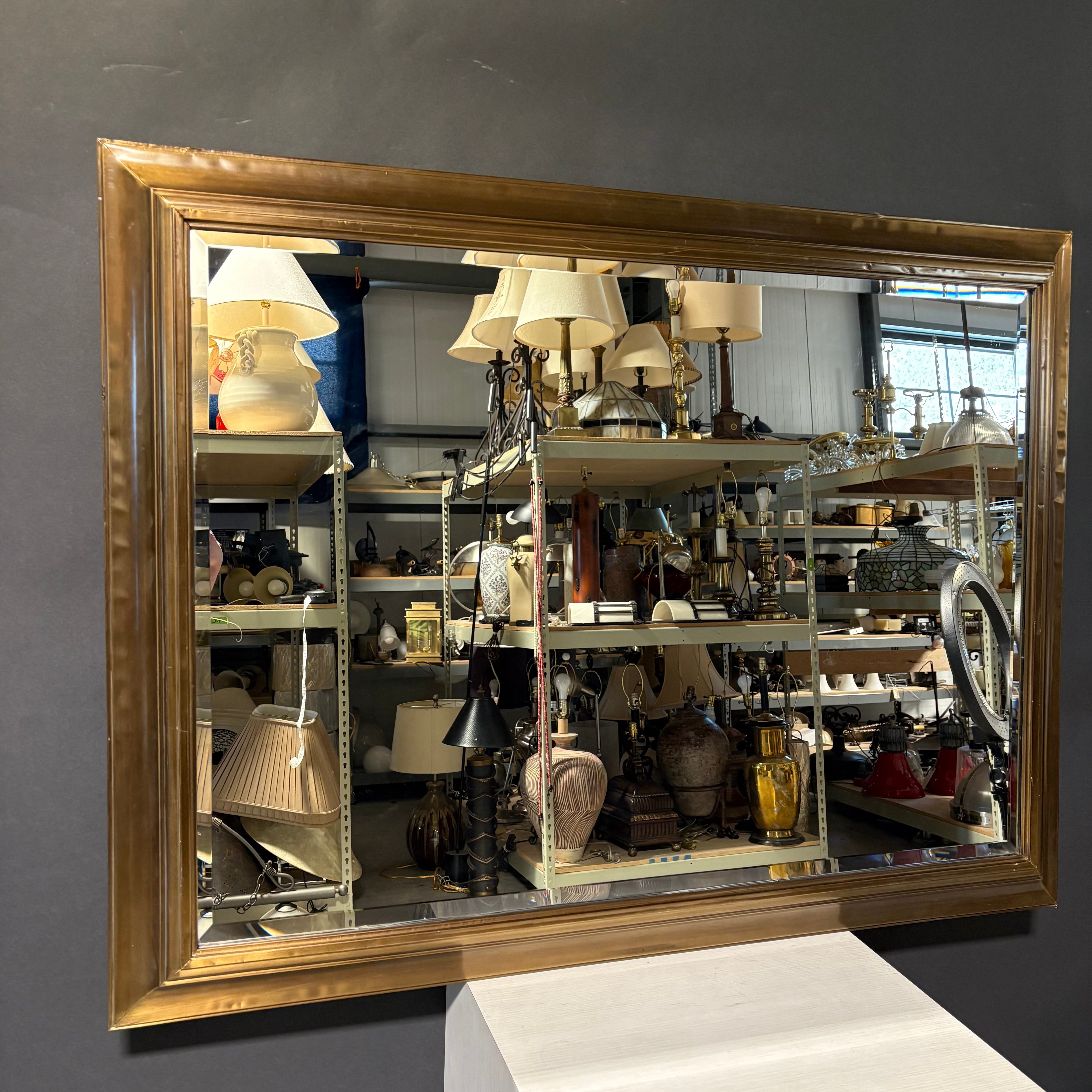 Restoration Hardware Beveled Brass Wrapped Framed Mirror 36” x 48”