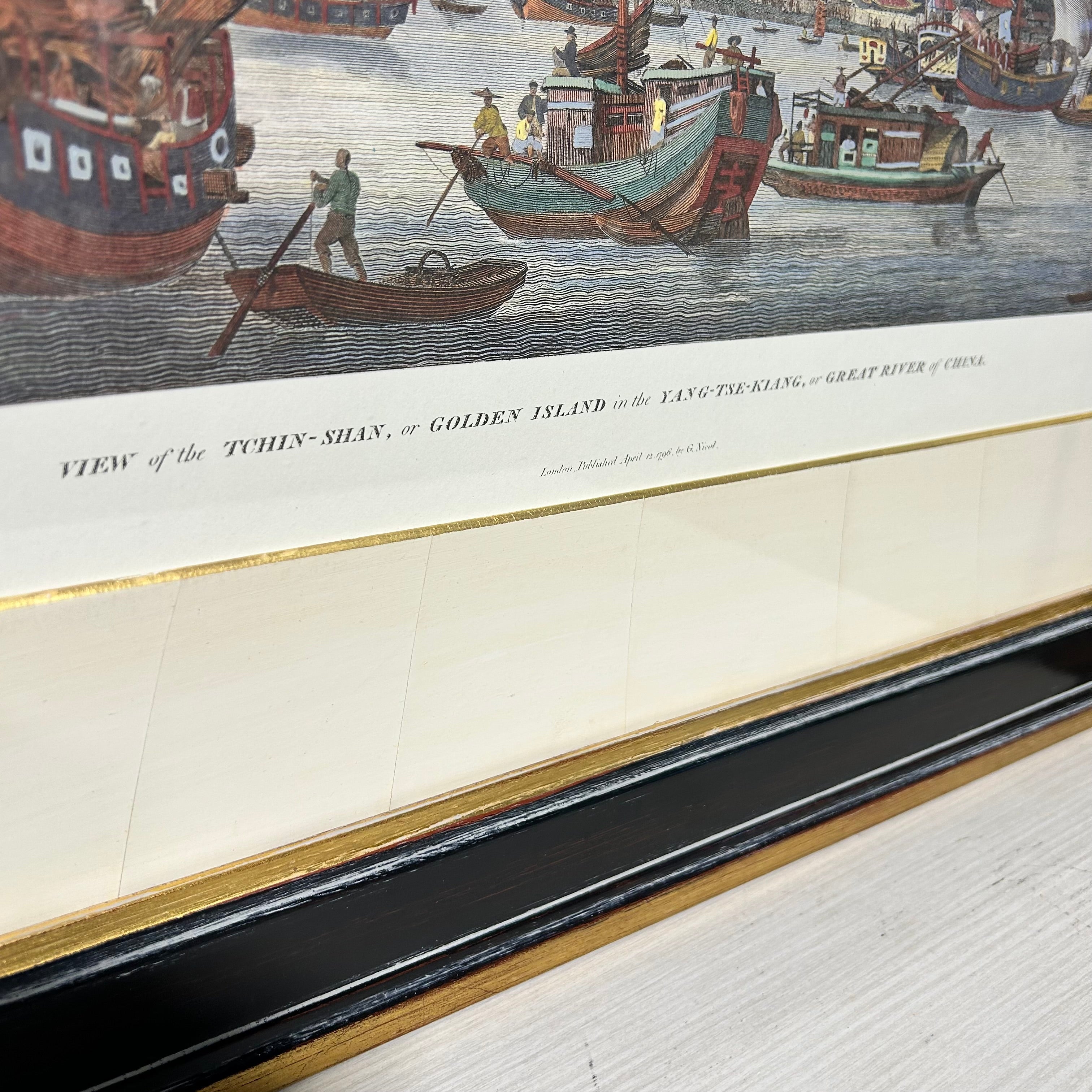 Antique Print By Willam Alexader  Called View Of Tchin-Shan (Golden Island) In China  27'5"x 22'5"