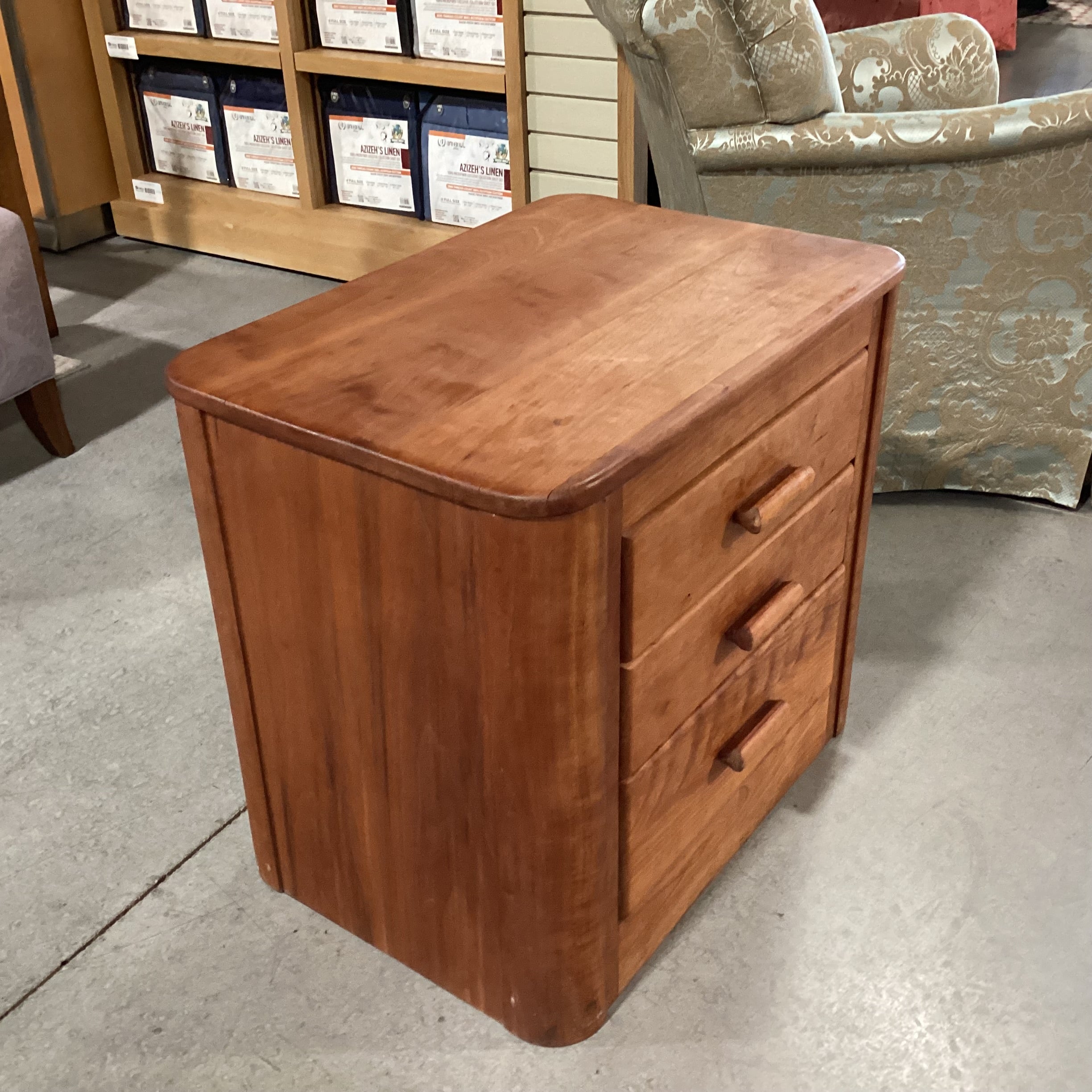 Vintage Wood 3 Drawer Night Stand 26.5"x 19"x 24"