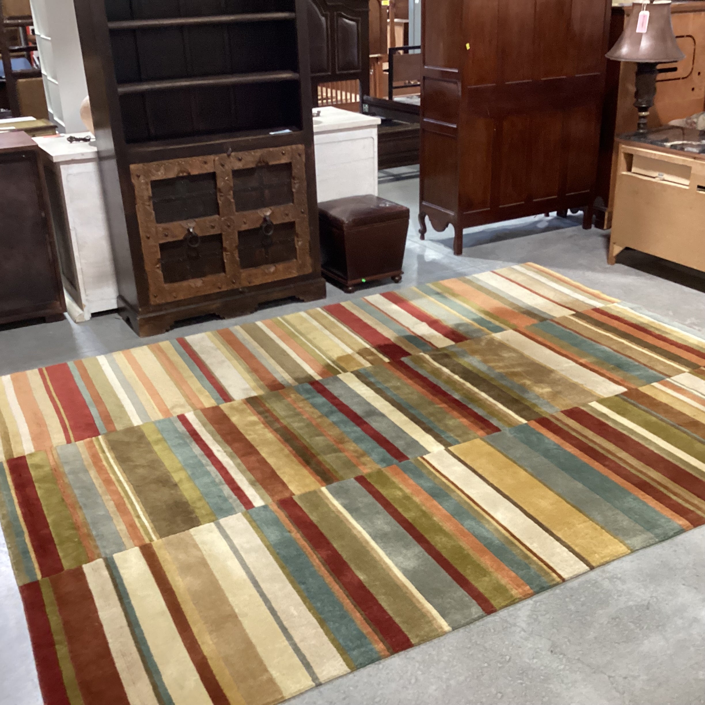 Olive Rust Cream & Blue Multi Hand Woven Wool Rug 8' 17"x 11' 8"