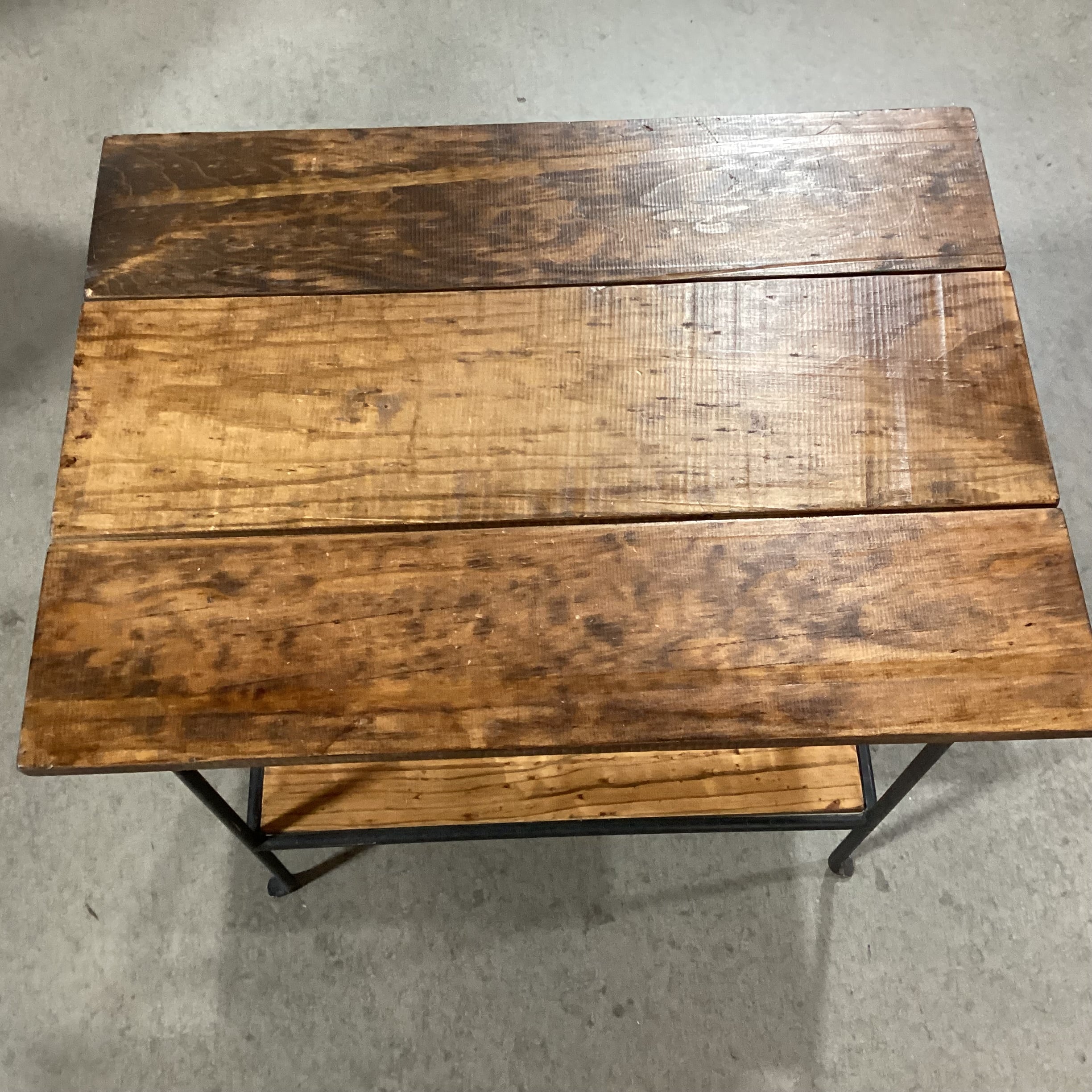 Finished Plank Wood & Iron Accent Table 24"x 18"x 24"