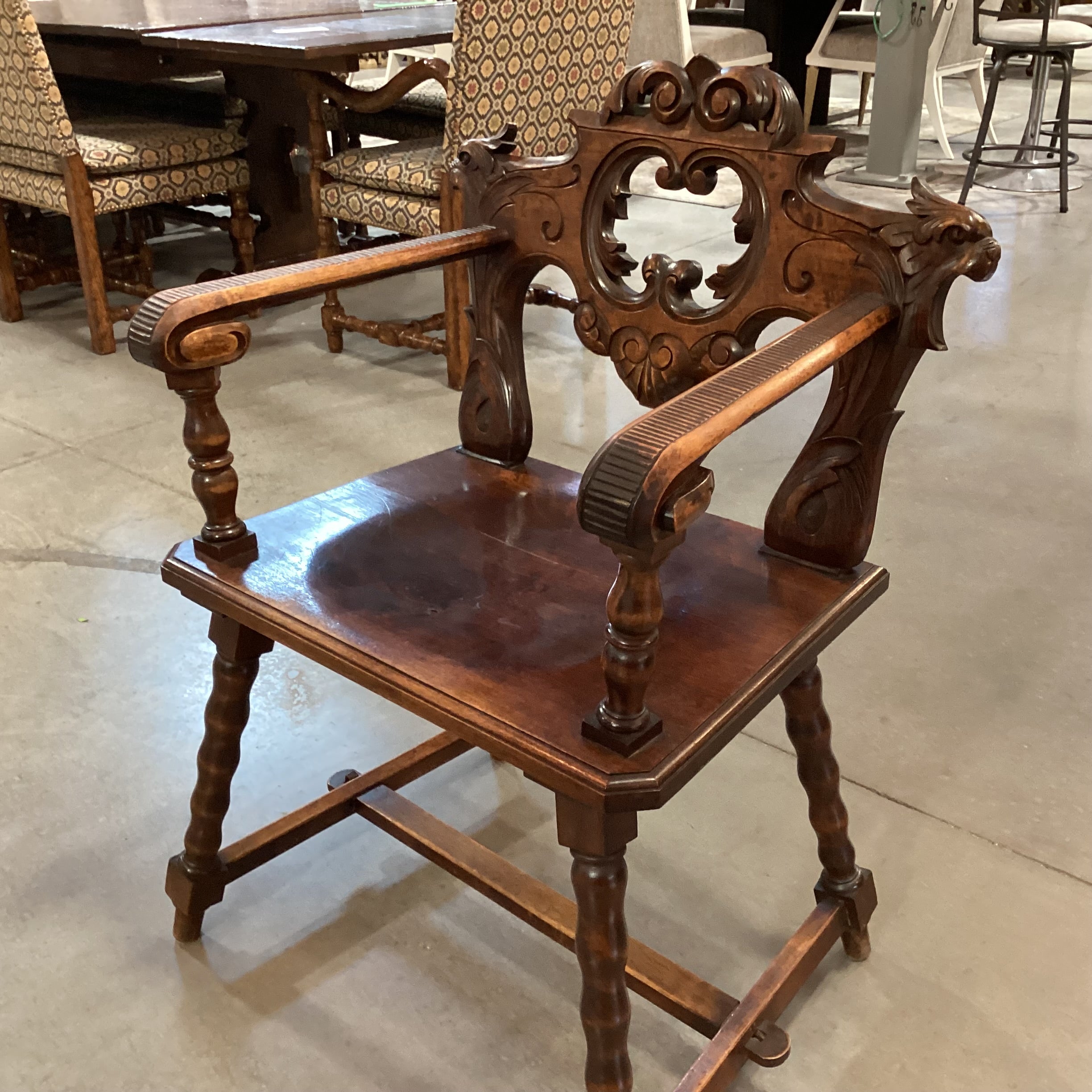 Vintage Ornate Carved Wood Chair 25"x 21"x 36"