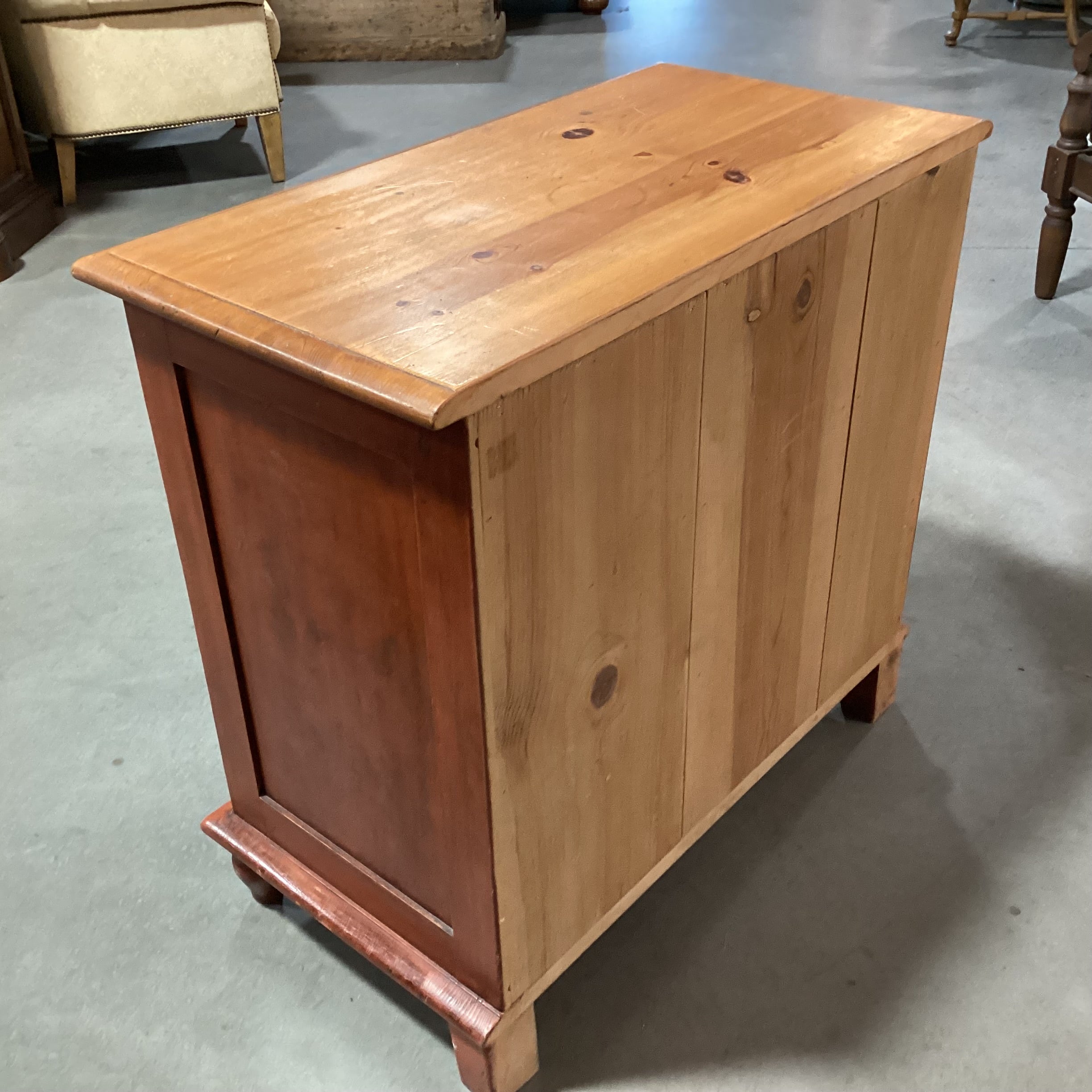 Rustic Country Red & Natural Distressed Pine 3 Drawer Chest 34"x 18"x 32"