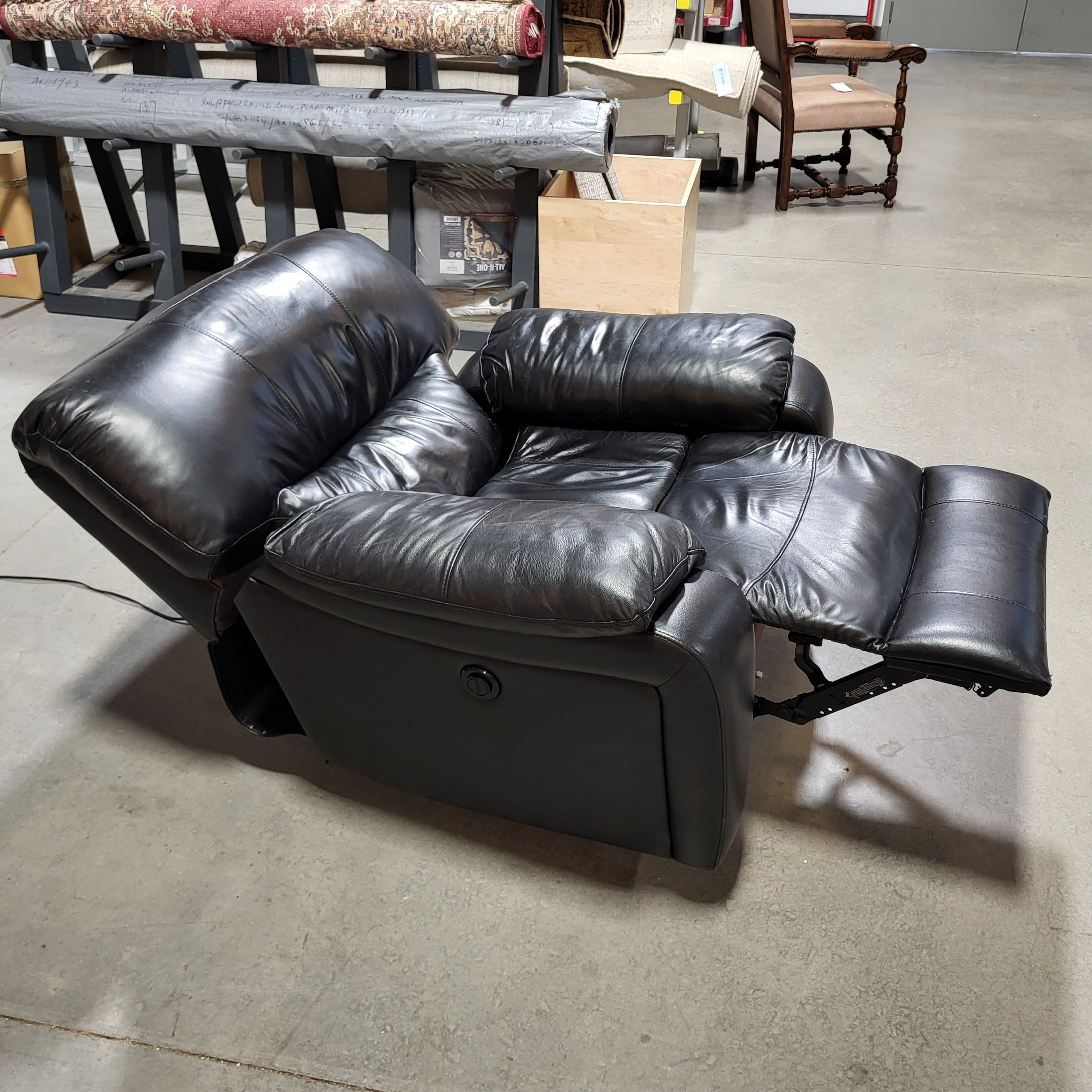 Black Faux Leather Recliner Chair 39"x 38"x 36"