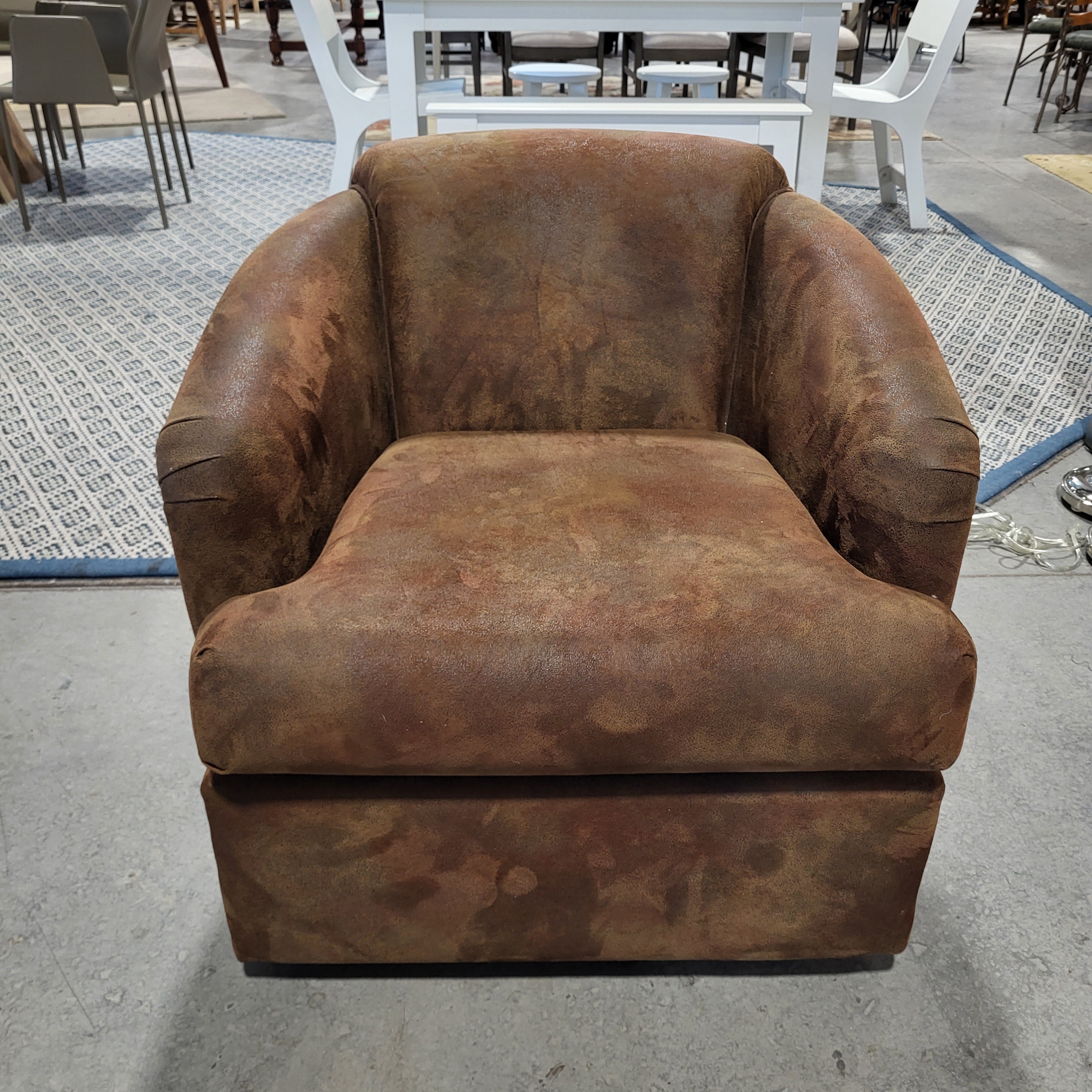 Best Chairs Inc Brown Suede Swivel Chair 30.5"x 32"x 30"