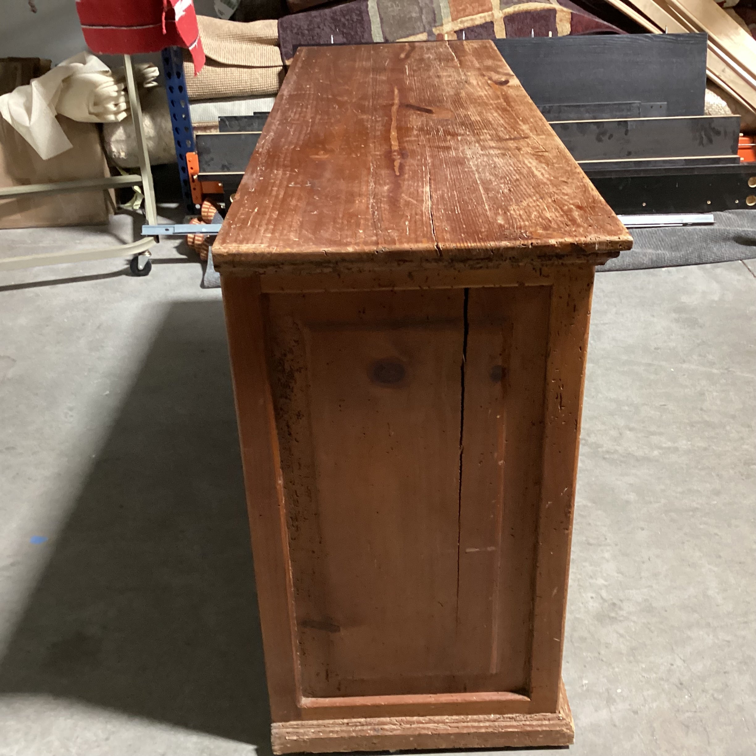 Rustic Worm Wood Distressing Solid Wood 4 Drawer 2 Door with Shelves Sideboard 55.5"x 19"x 33.5"