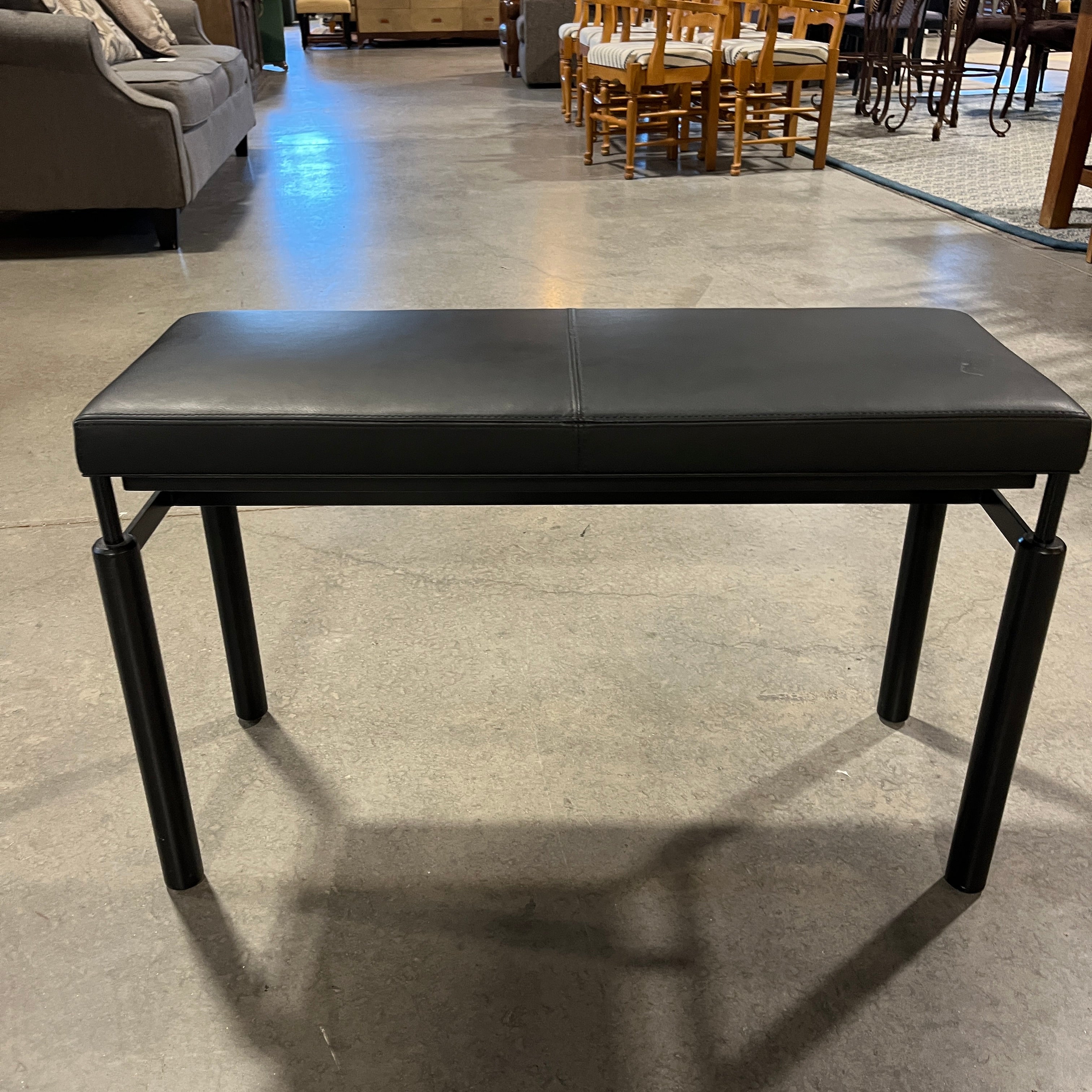 Christian Liaigre for Holly Hunt Modern Black Iron and Leather Bench 32"x 12"x 20"