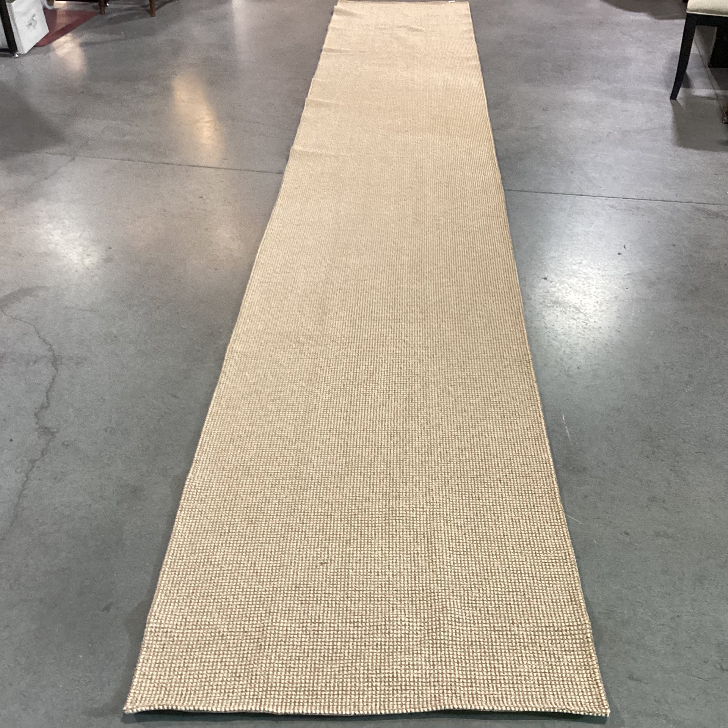 Tan Cotton Poly & Viscose Woven Runner Rug 3'x 17'7"