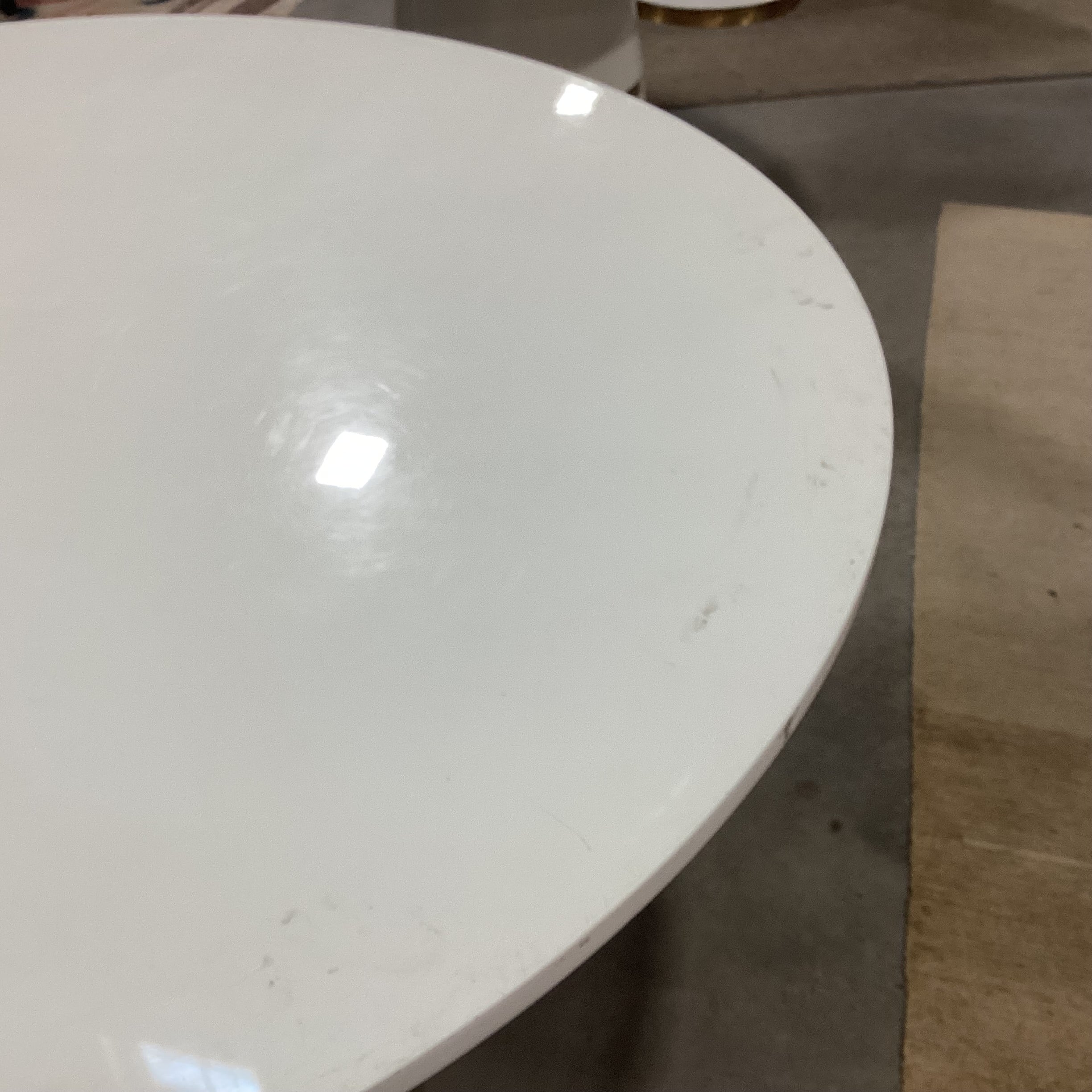 TOV Rosa White Lacquer Round Pedestal Dining Table 47" Diameter x 30"