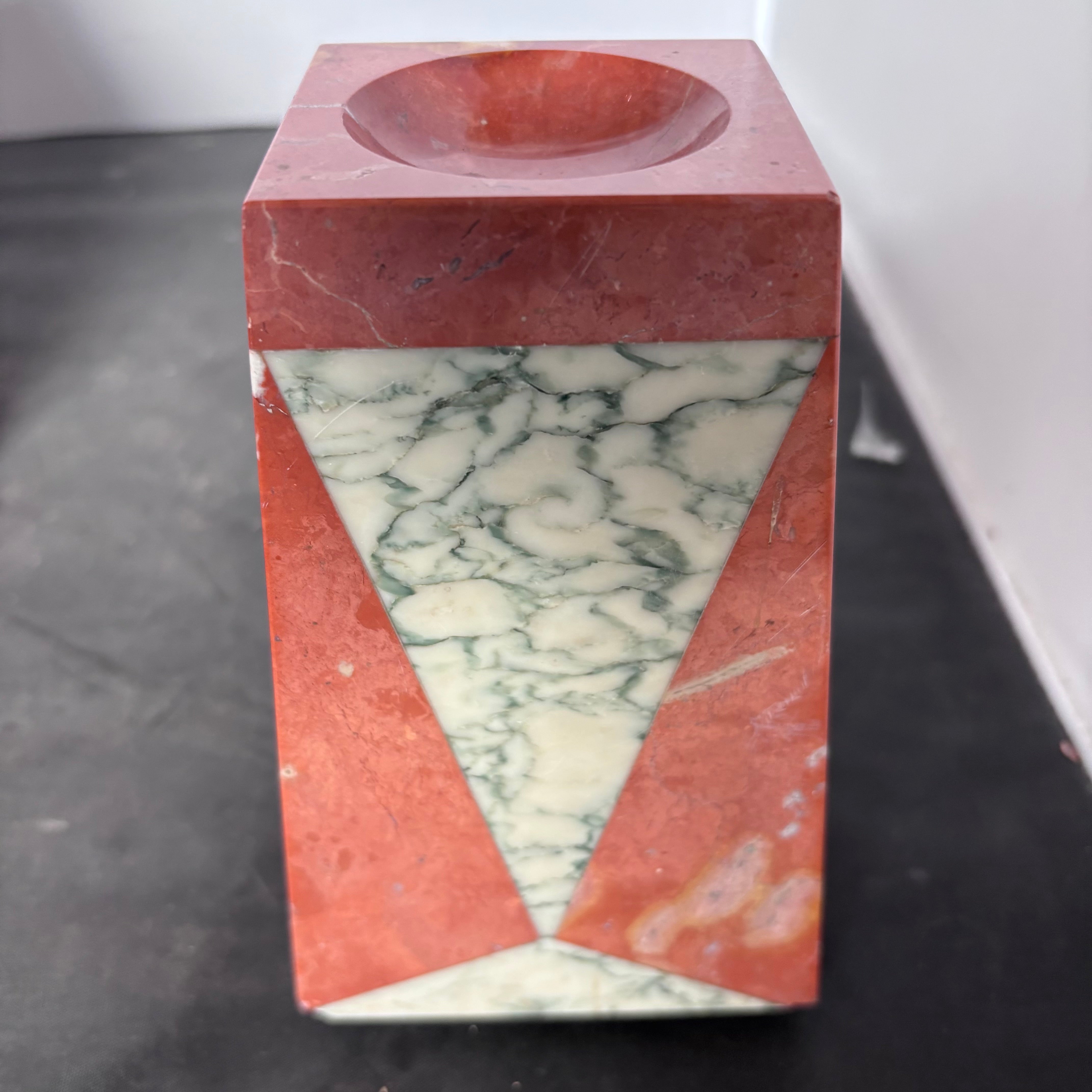 Set of 3 Antique Art Deco Marble Mantle Clock with 2 Marble Candle Holders