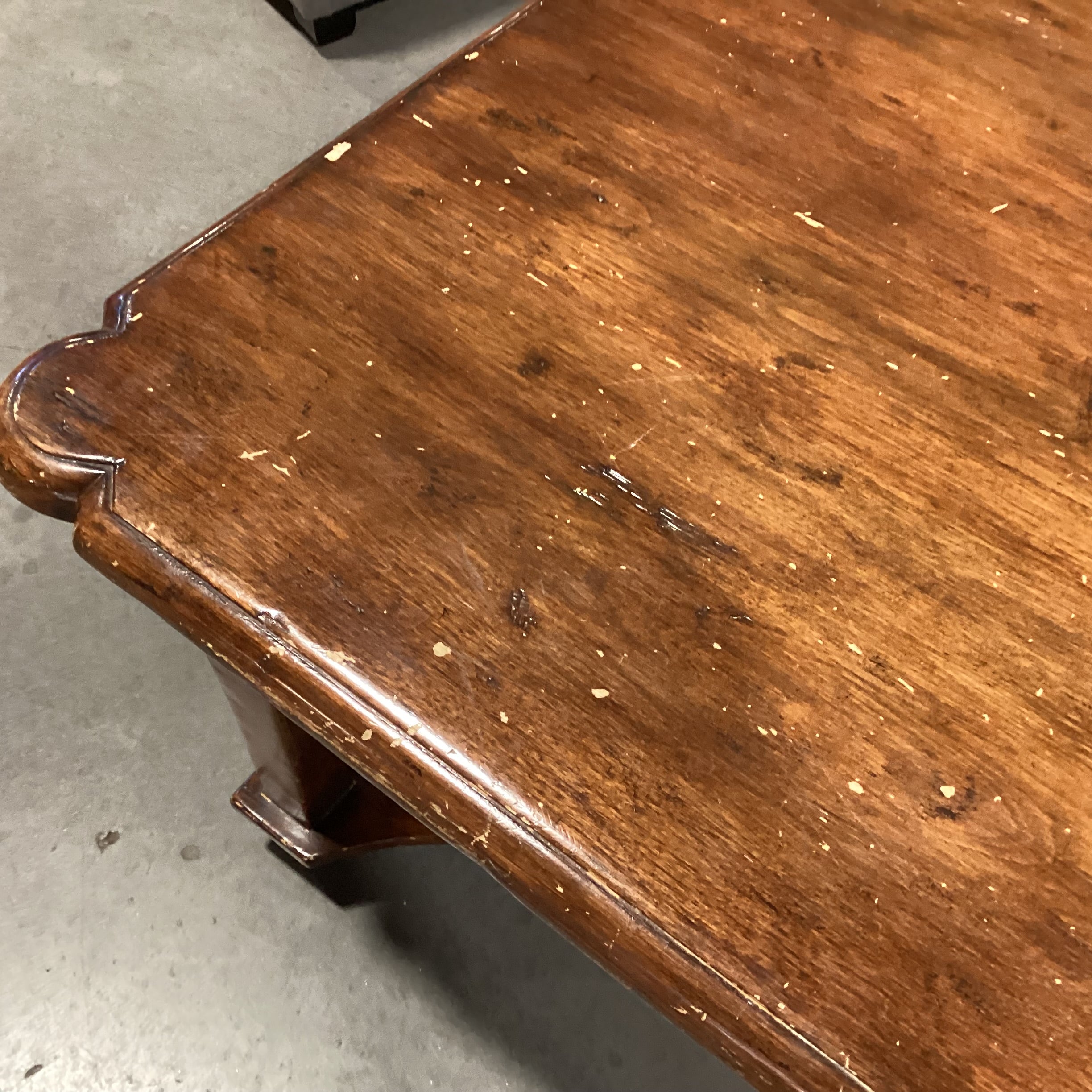 Distressed Finish Ornate Carved Edge & Trestle 2 Drawer Coffee Table 60"x 38"x 22"