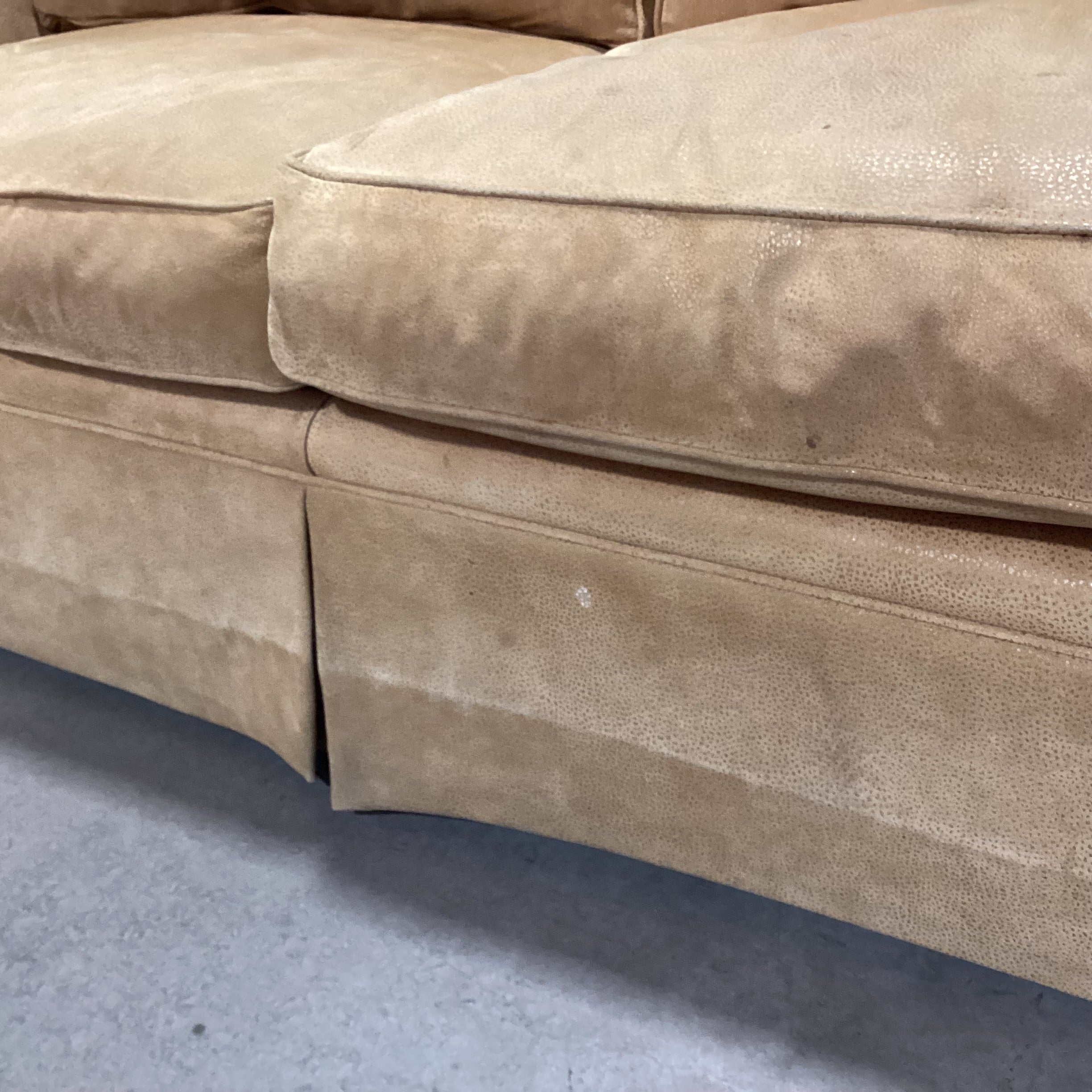 Golden Tan Leather Roll Arm Nailhead Sofa 86"x 40"x 32"