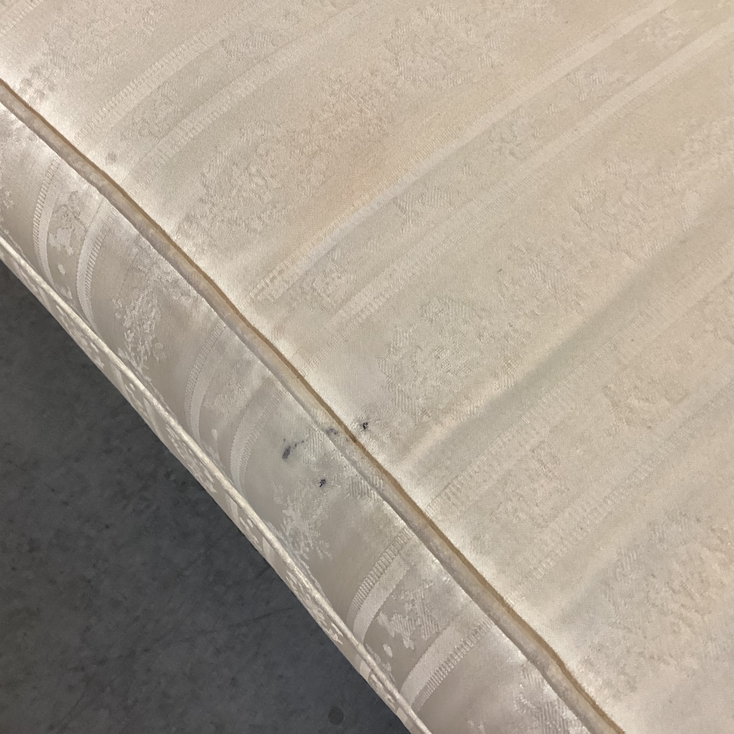 Hickory Chair Furniture Cream Ribbon with Nailhead & Carved Wood Loveseat Sofa 53"x 28"x 34"