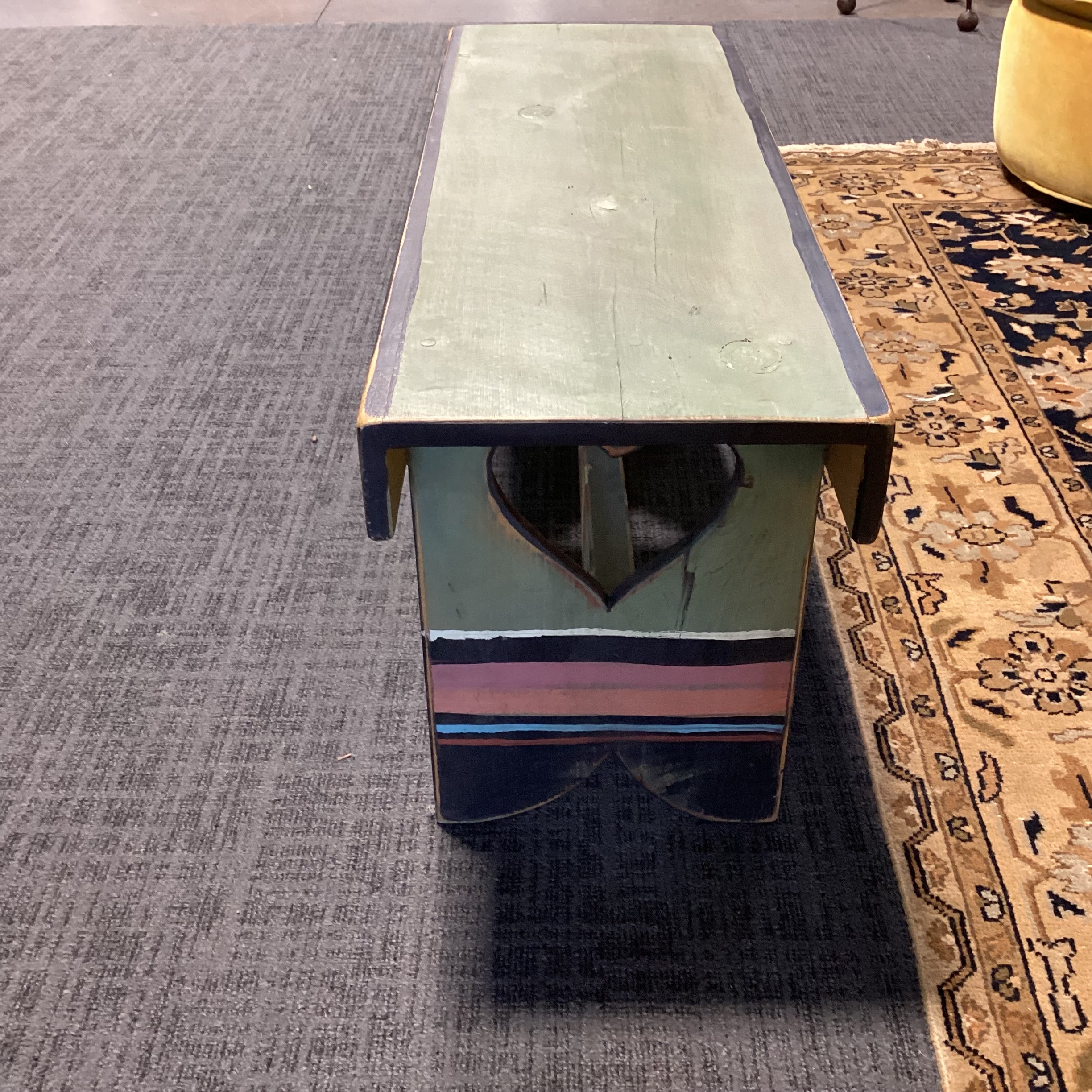 Southwest with Horses Green Rust Black Wood Bench 36"x 12.5"x 17"