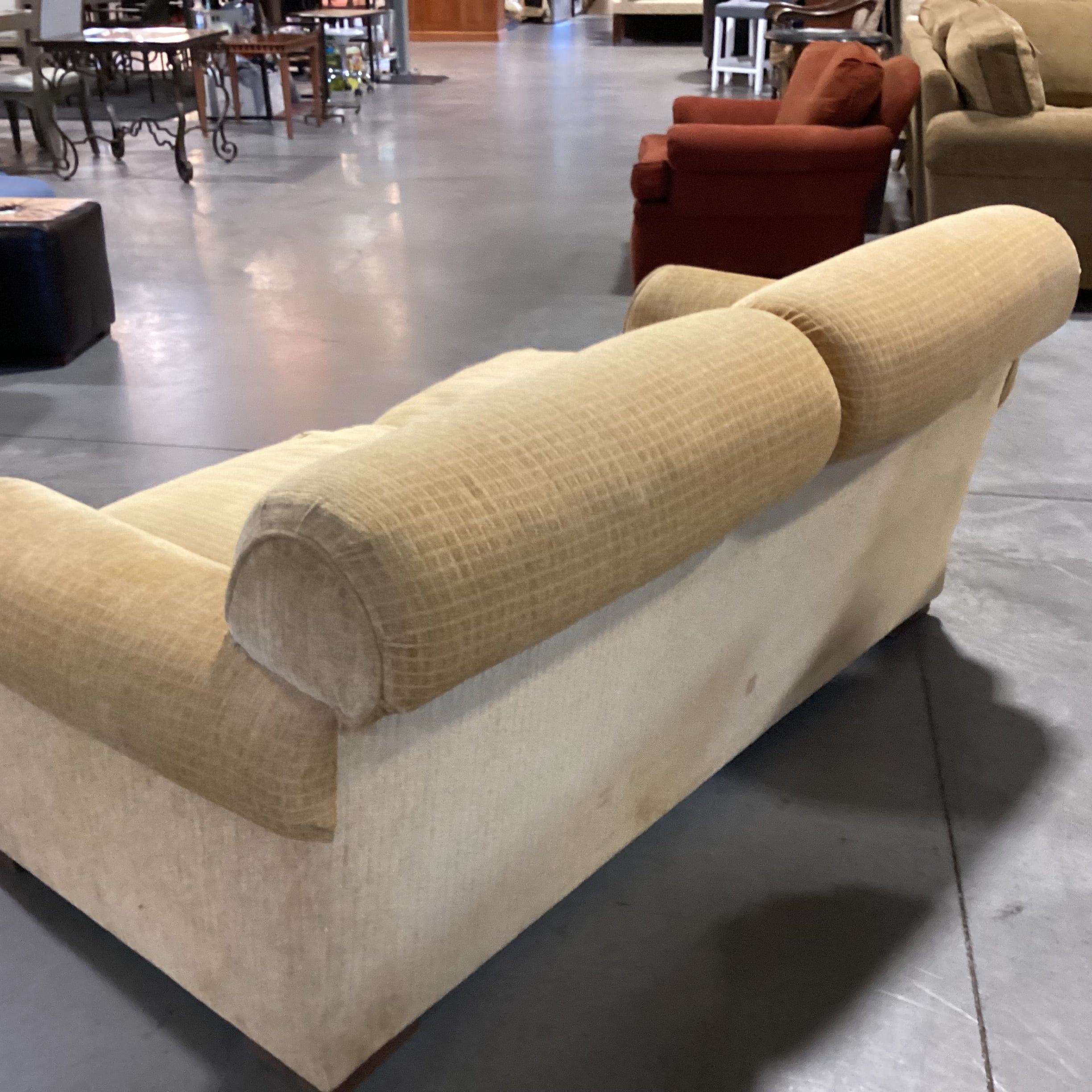 Golden Chenille Grid Woven & Down Mix Loveseat Sofa 67"x 40"x 30"