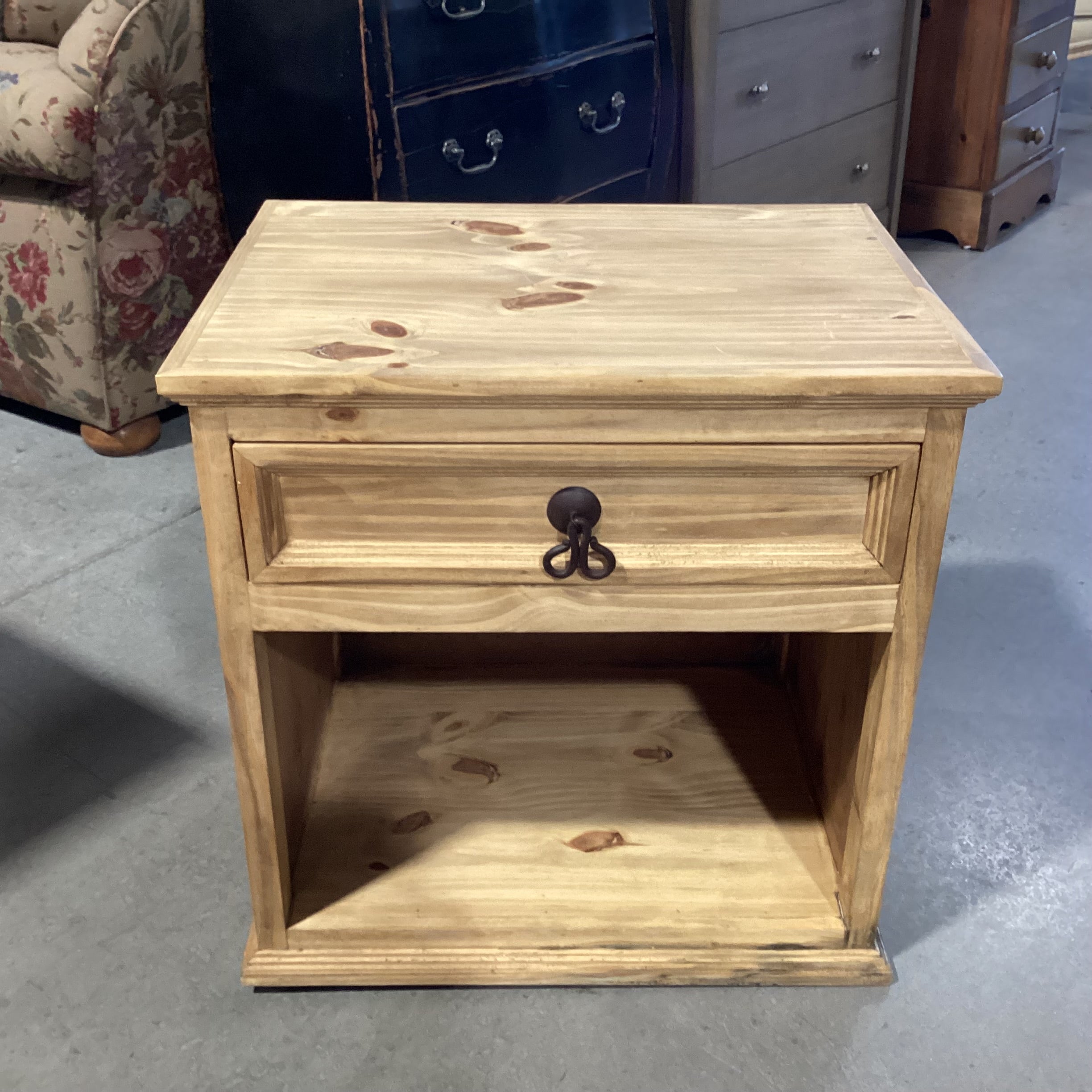 Rustic Pine 1 Drawer Open Cubby End Table 23.5"x 17.5"x 23.5"