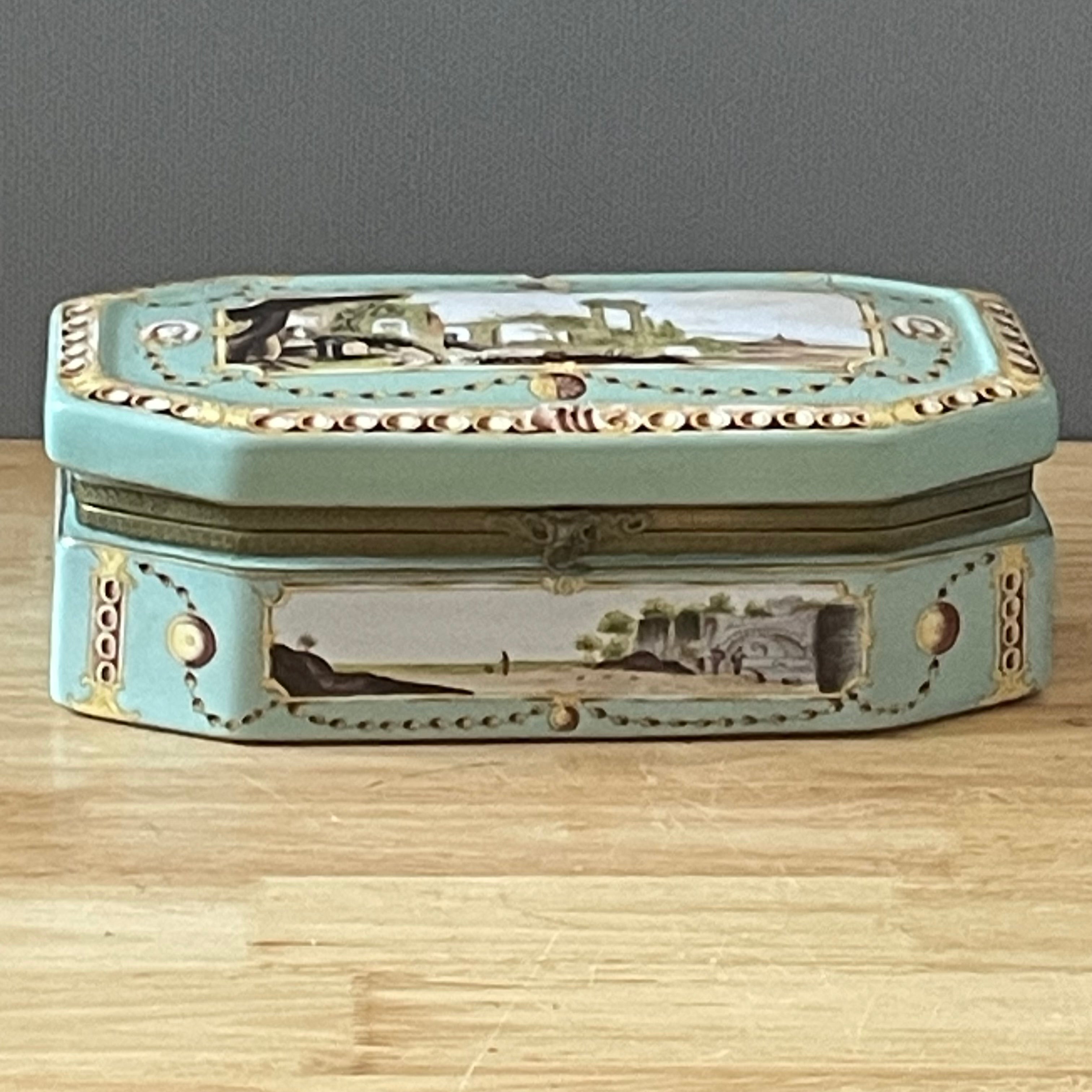 Vintage Meissen Style Reproduction Handpainted Porcelain Jewelry/Trinket Box 12"x 6.5"x 4"