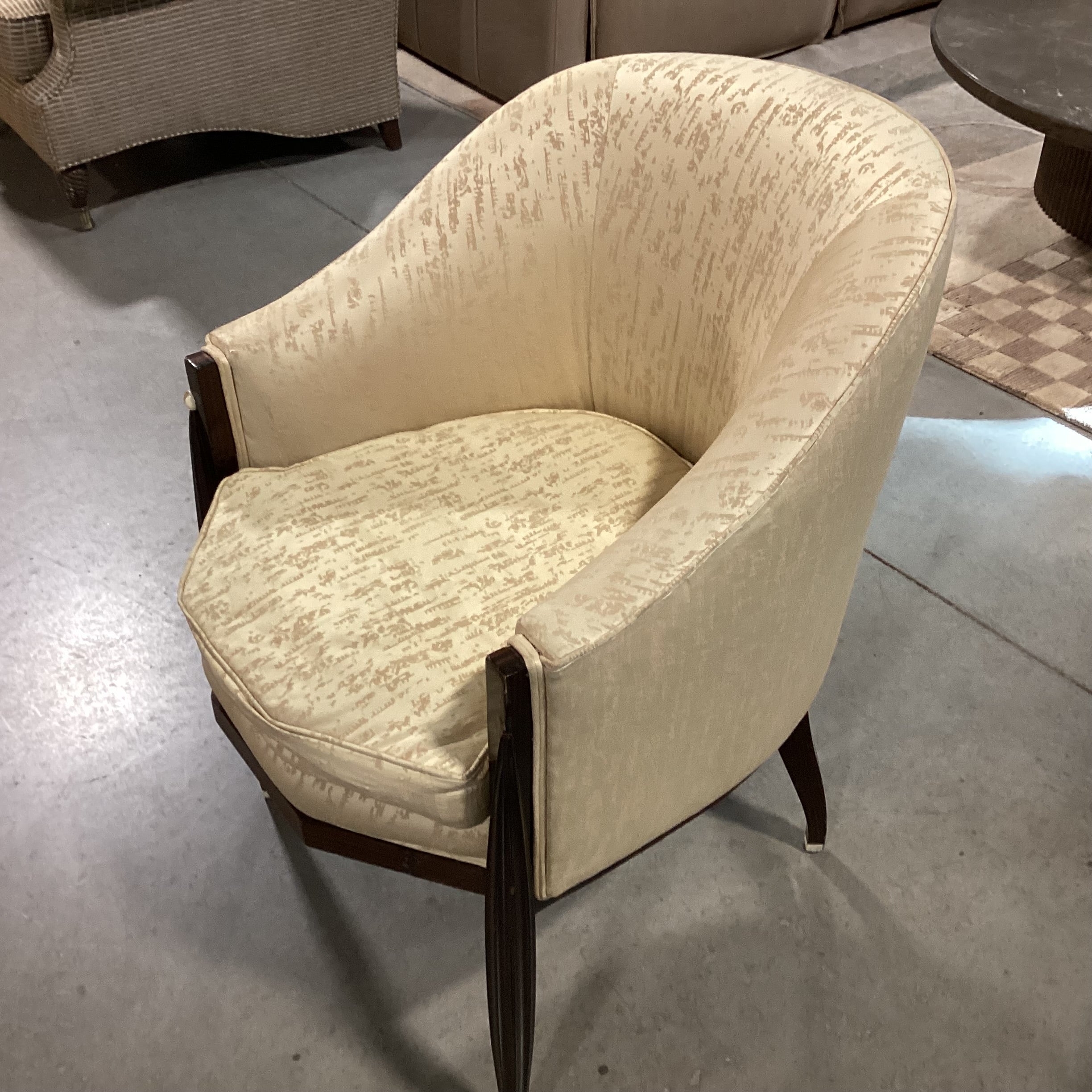 Art Deco Style Zebra Finished Wood & Silky Blend Gold & Taupe Upholstered Chair 25"x 27"x 34"