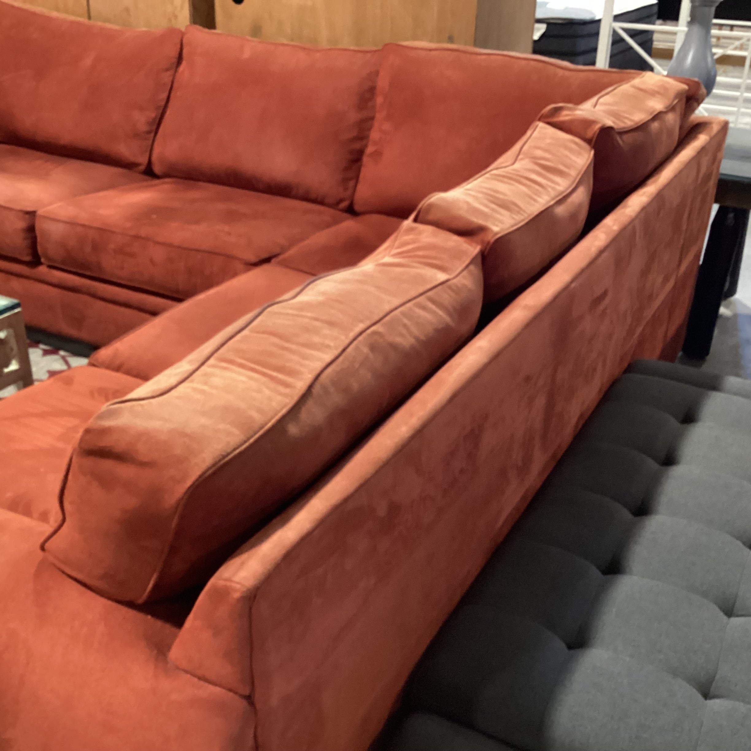 Red Micro Suede 2 Piece Sectional 110"x 92"x 37"x 32"