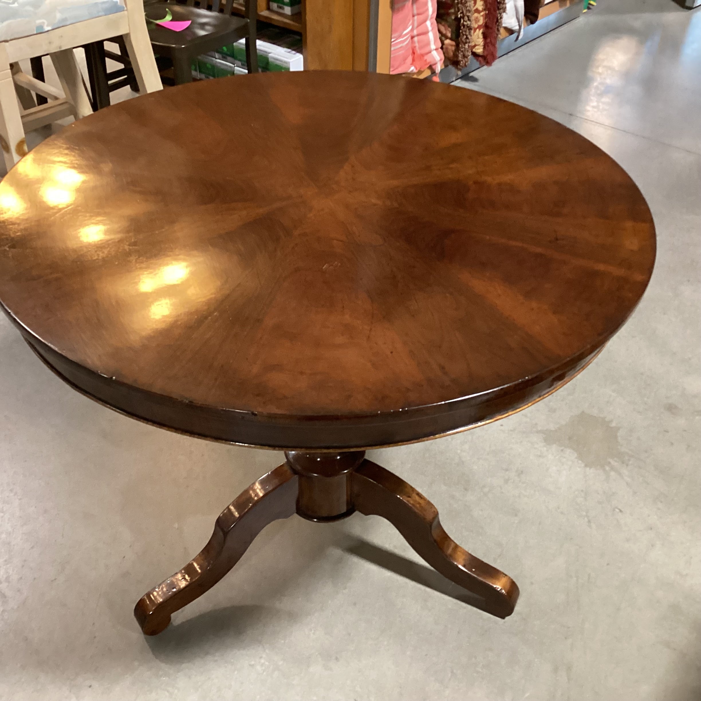 Finished Wood with Pedestal Accent Table 35.5" Diameter x 30"