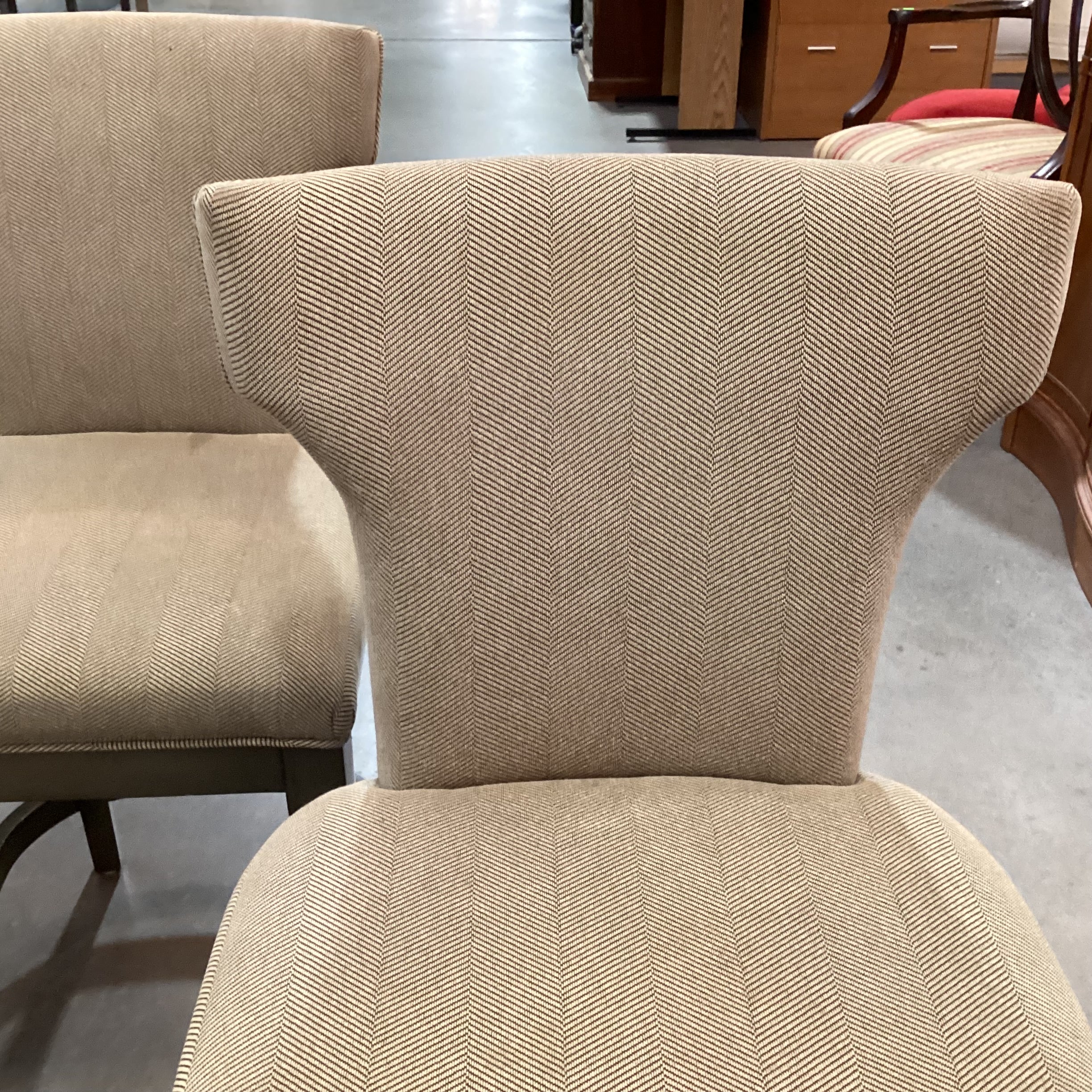 SET of 4 Green Grey Finish & Cream Tan Woven Wing Back Counter Height Barstools 24"