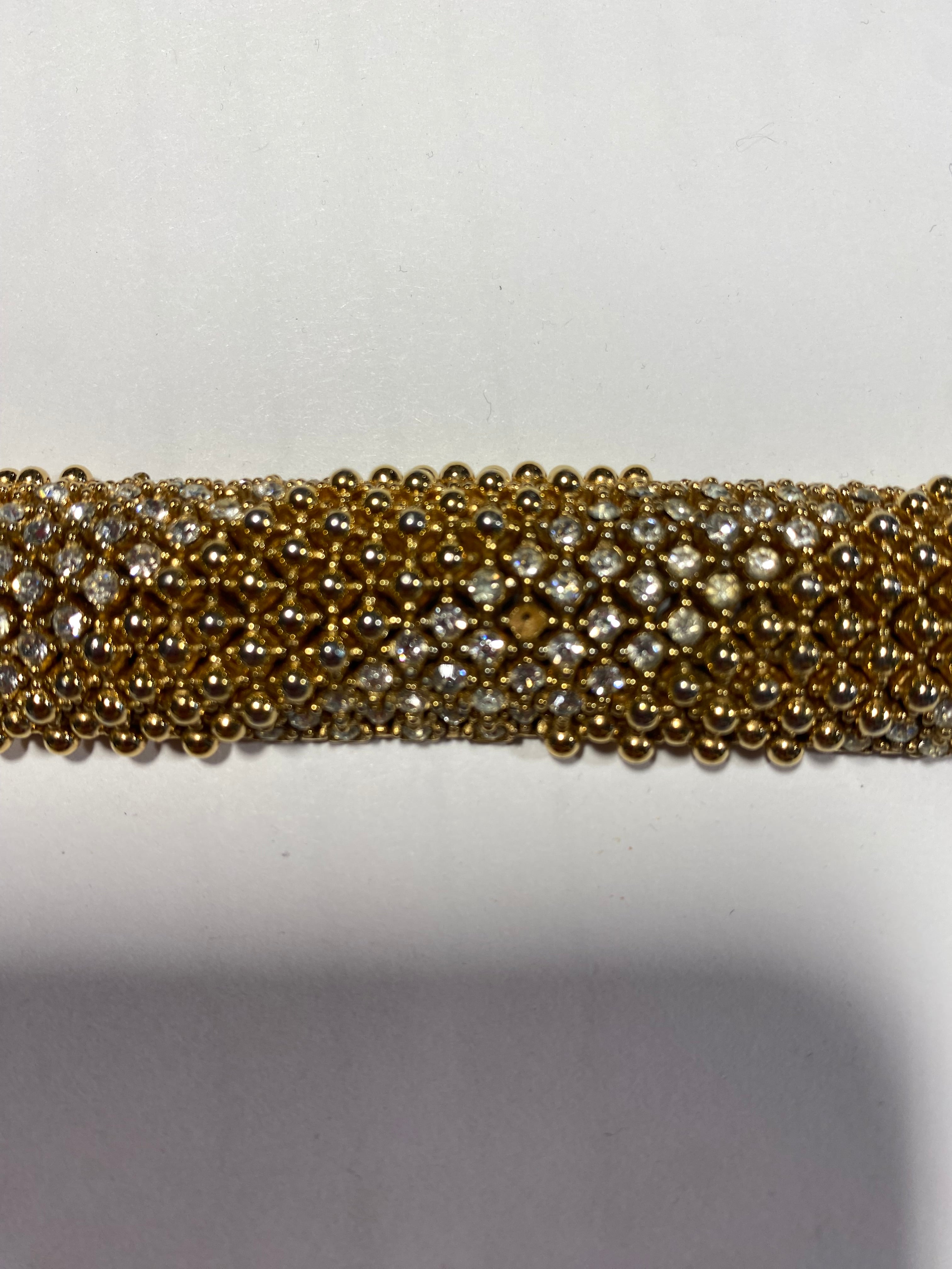 Ciner Vintage 1960's Gold Plated Crystal Bracelet 7.25"x 1"