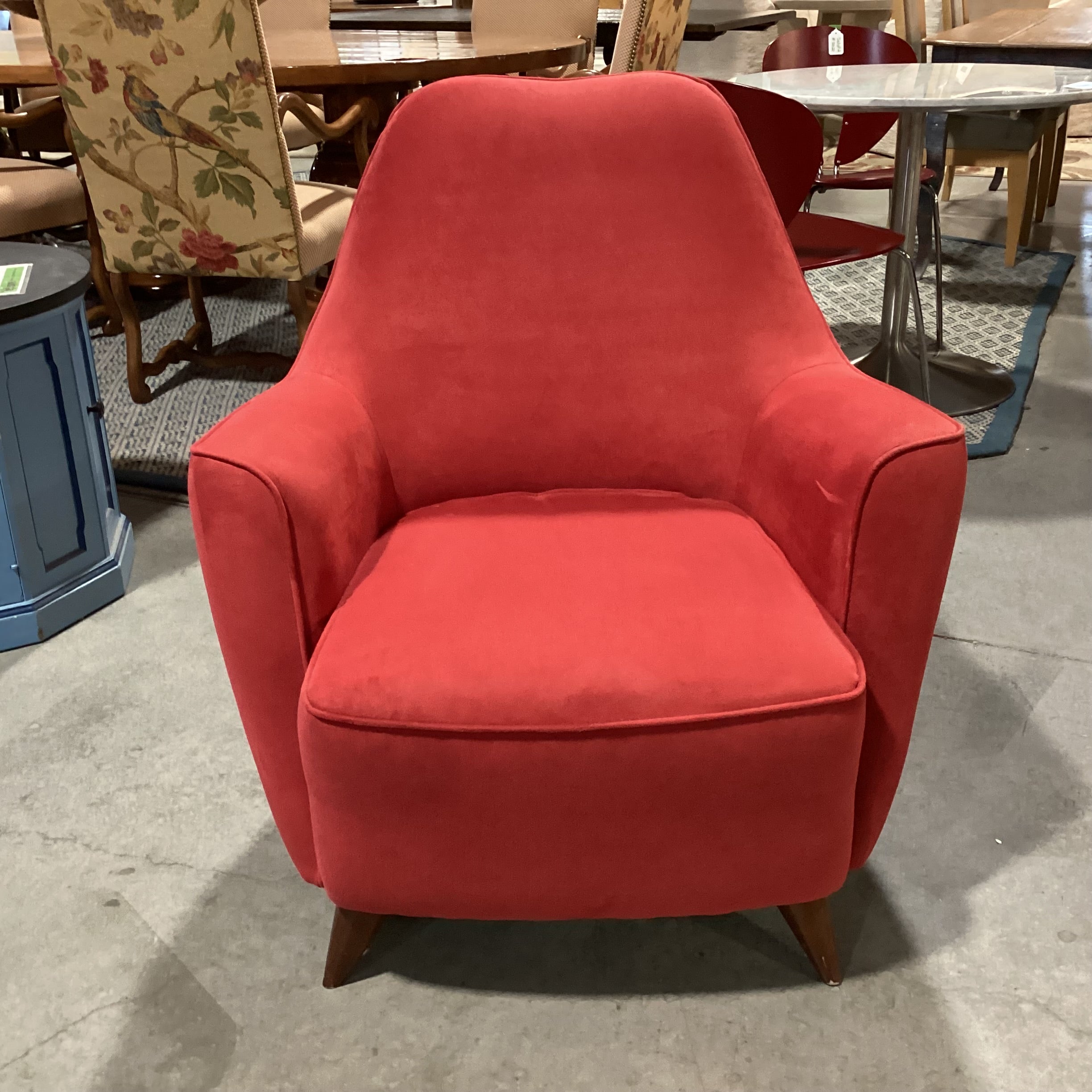 American Leather Furniture Mid Century Style Red Ultra Suede Chair 24"x 35"x 36"
