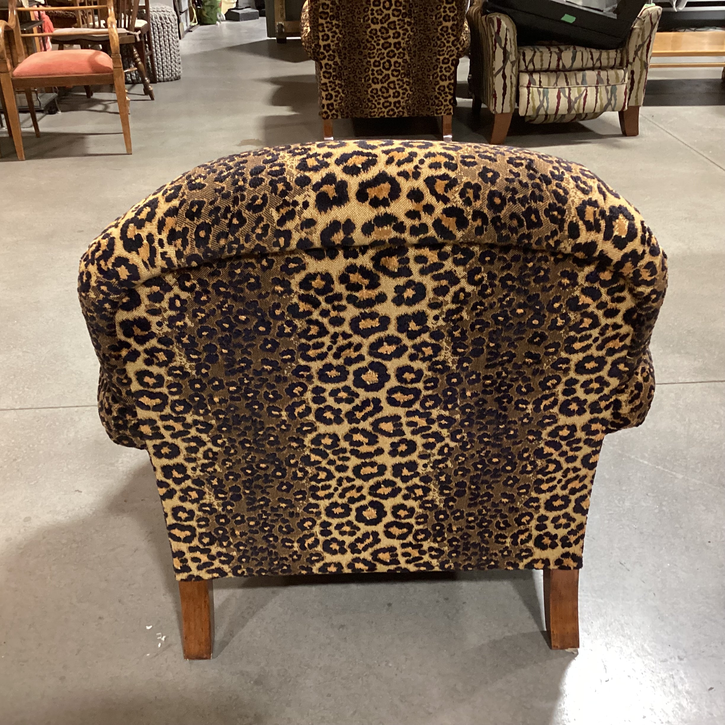 JJ Custom Raised Cheetah Woven With Front Brass Casters Chair 36"x 36"x 36"