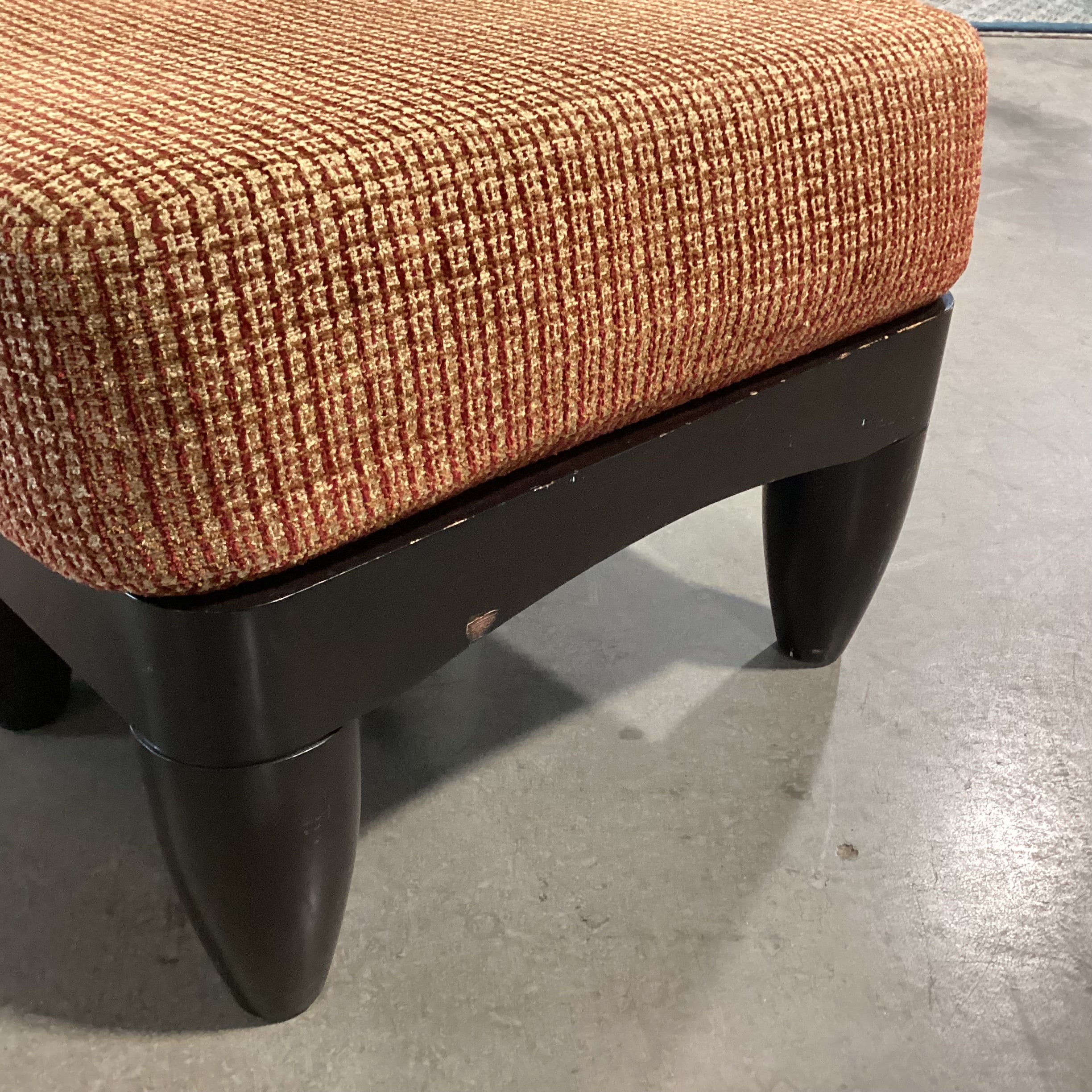 Dark Finish Wood & Gold Red Woven with Ottoman Chair 36"x 38"x 37"