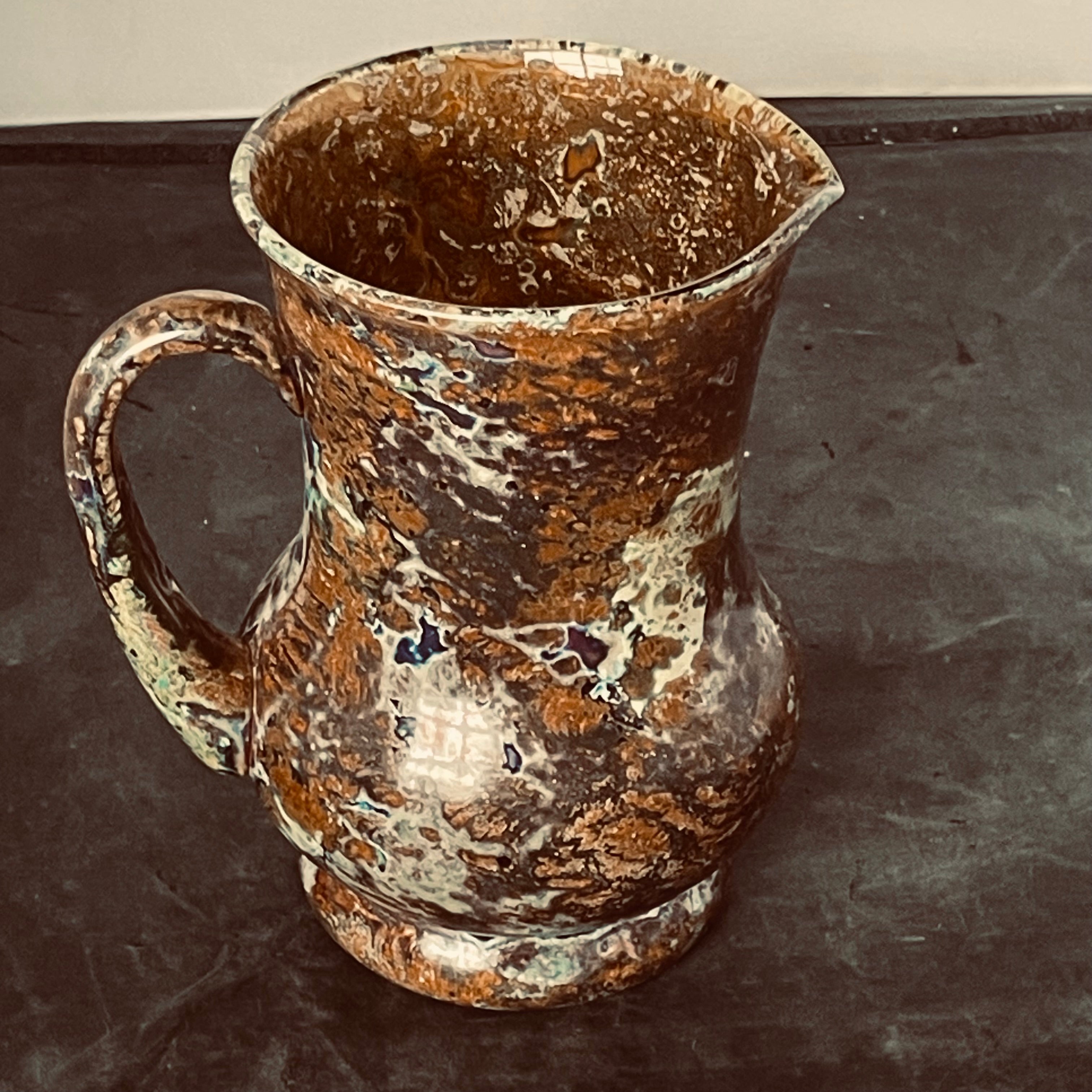 Antique Knizek Style Pandora Glass Pitcher, 7"x 8.5"