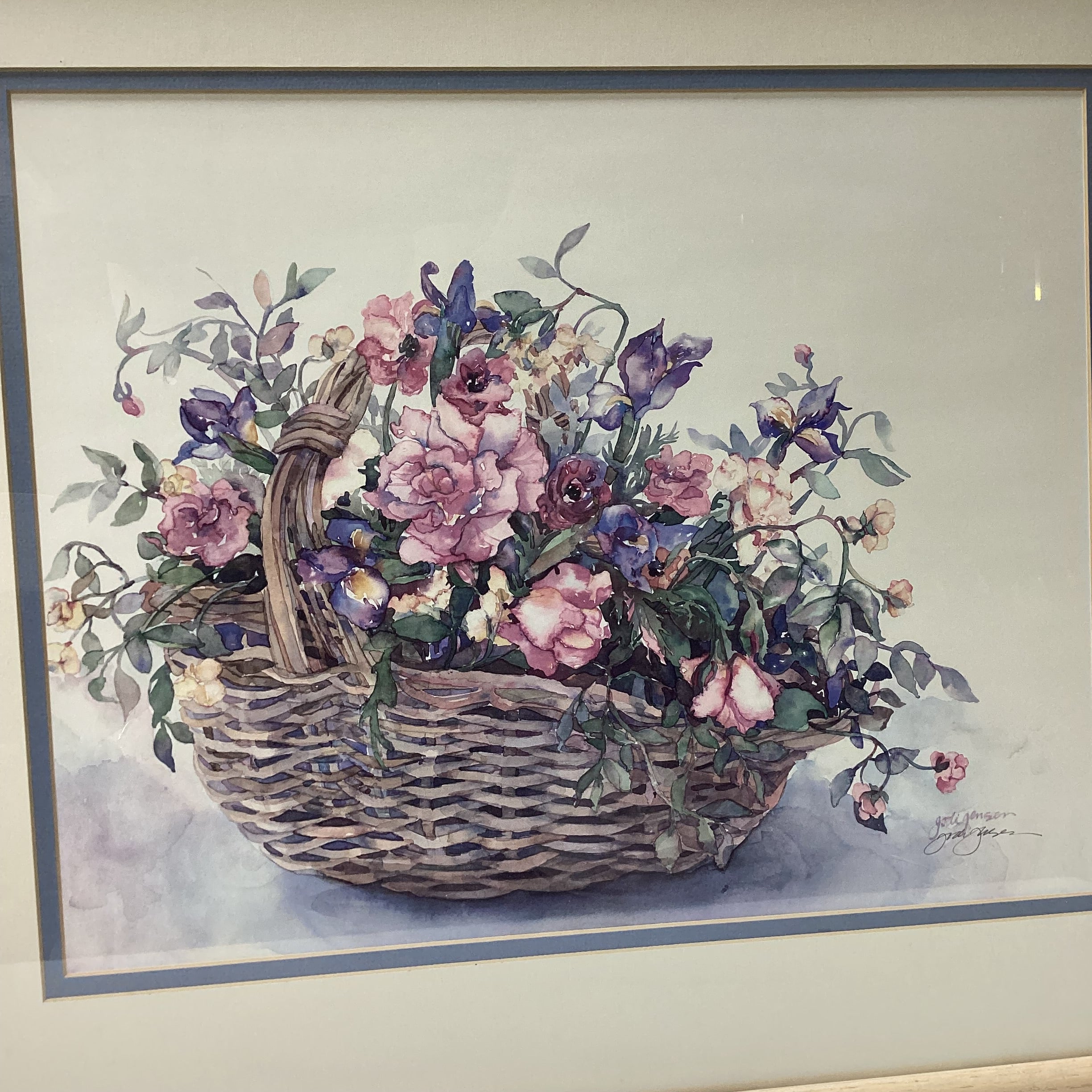 Jodi Jensen Signed "Pick of the Day" Print In Light Wood Frame 27" x 23"