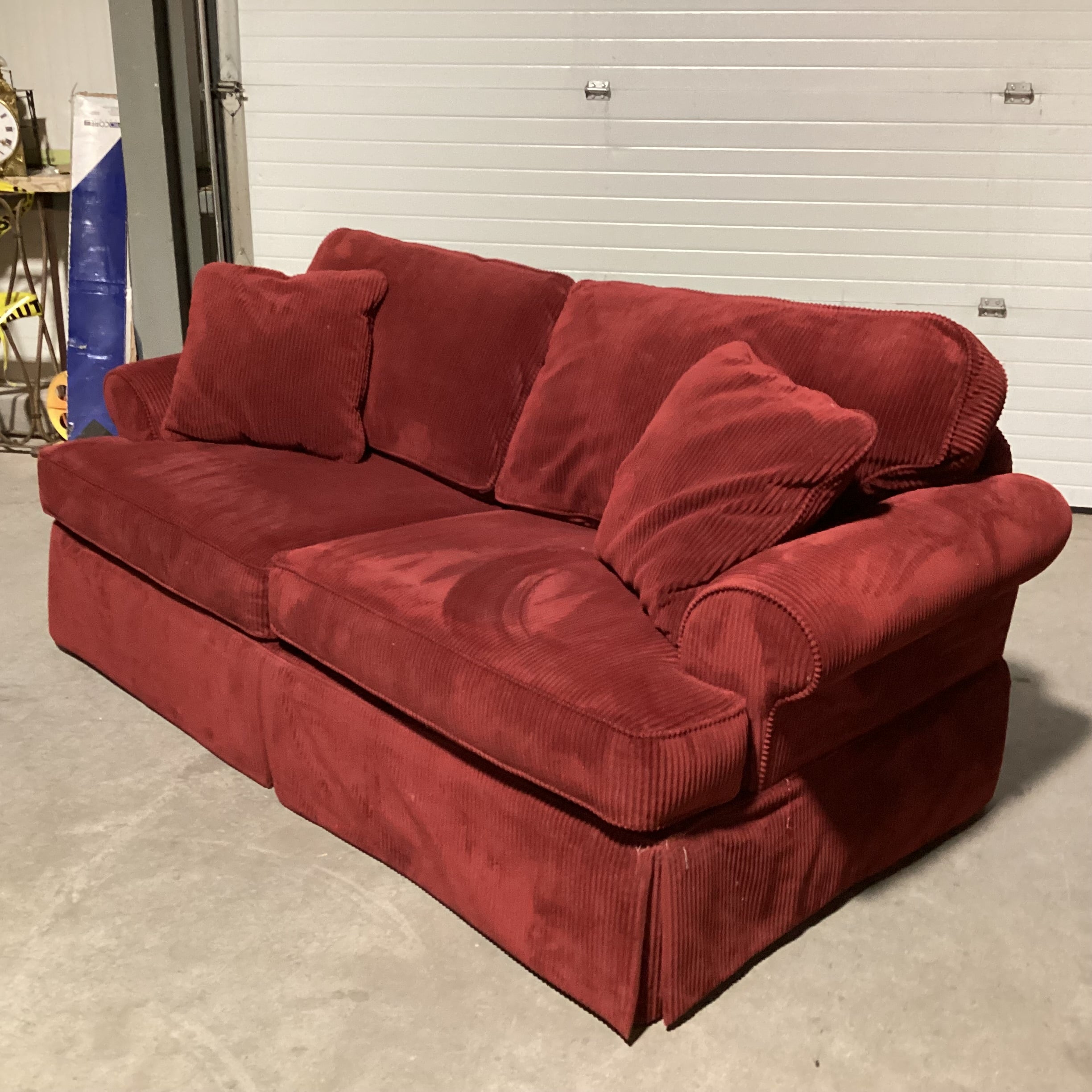 Jonathan Louis Merlot Wide Ribbed Plush Corduroy Full Sleeper Slofa 83"x 39"x 30"