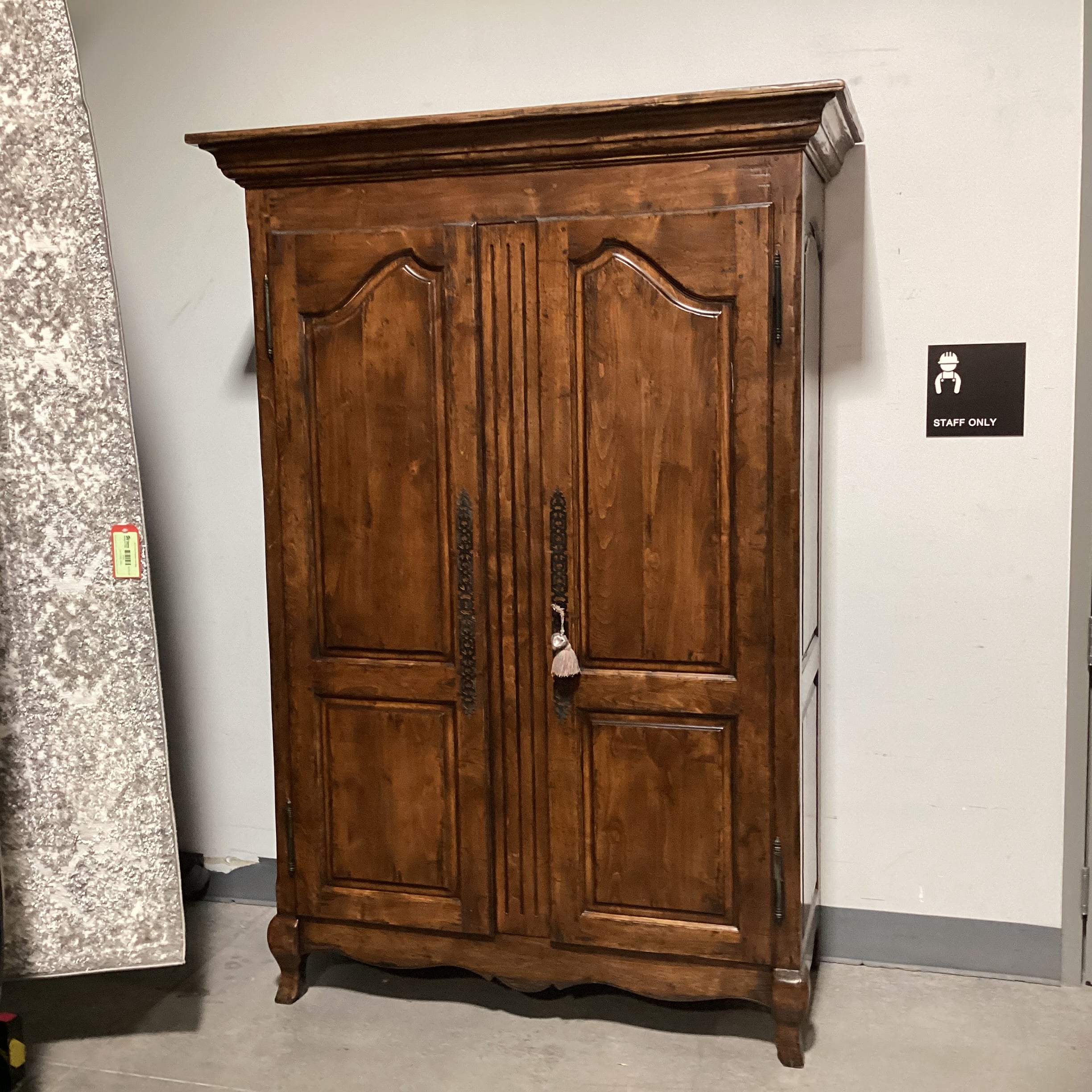 Dark Distressed Finish 2 Door 4 Drawer Armoire 59"x 26"x 85"