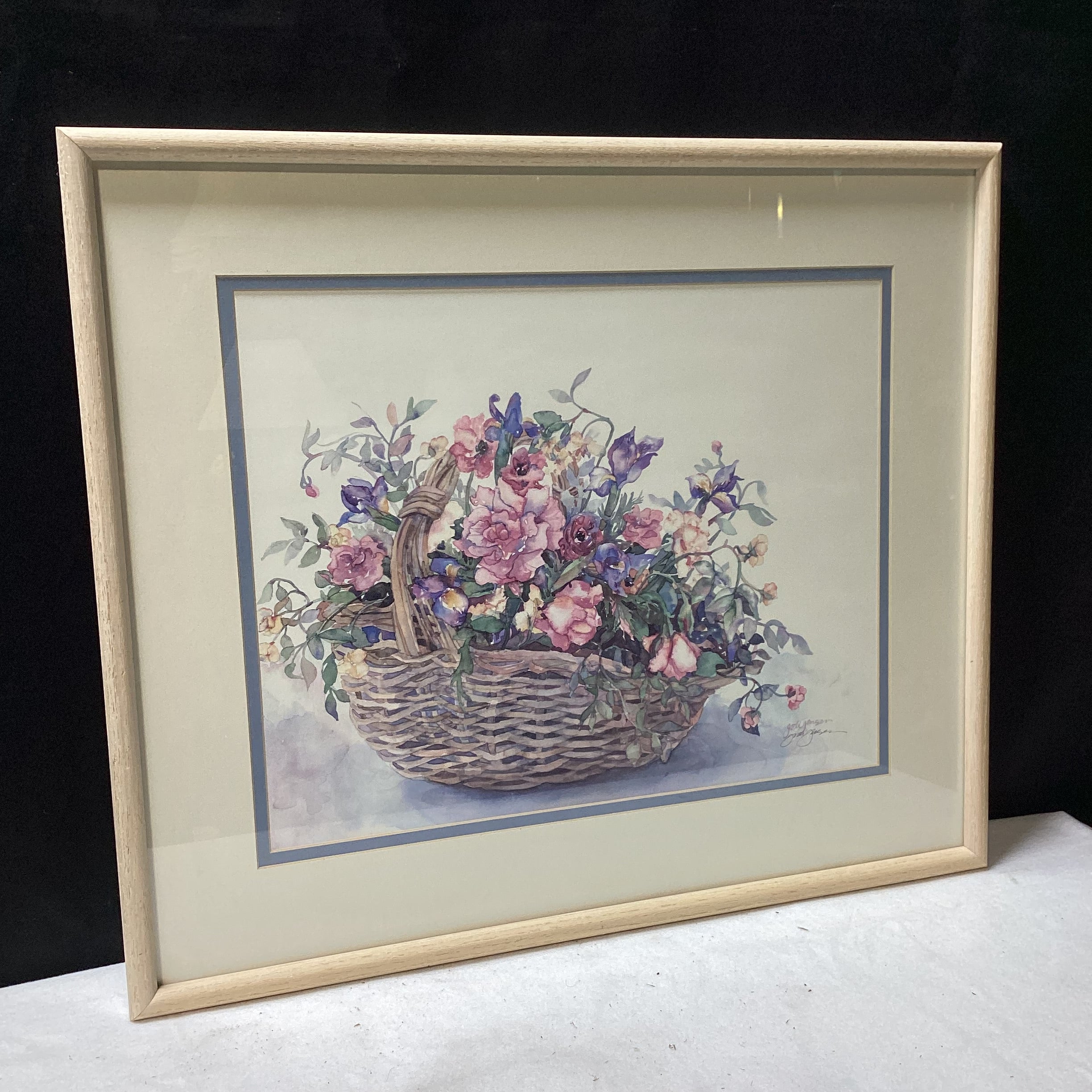 Jodi Jensen Signed "Pick of the Day" Print In Light Wood Frame 27" x 23"
