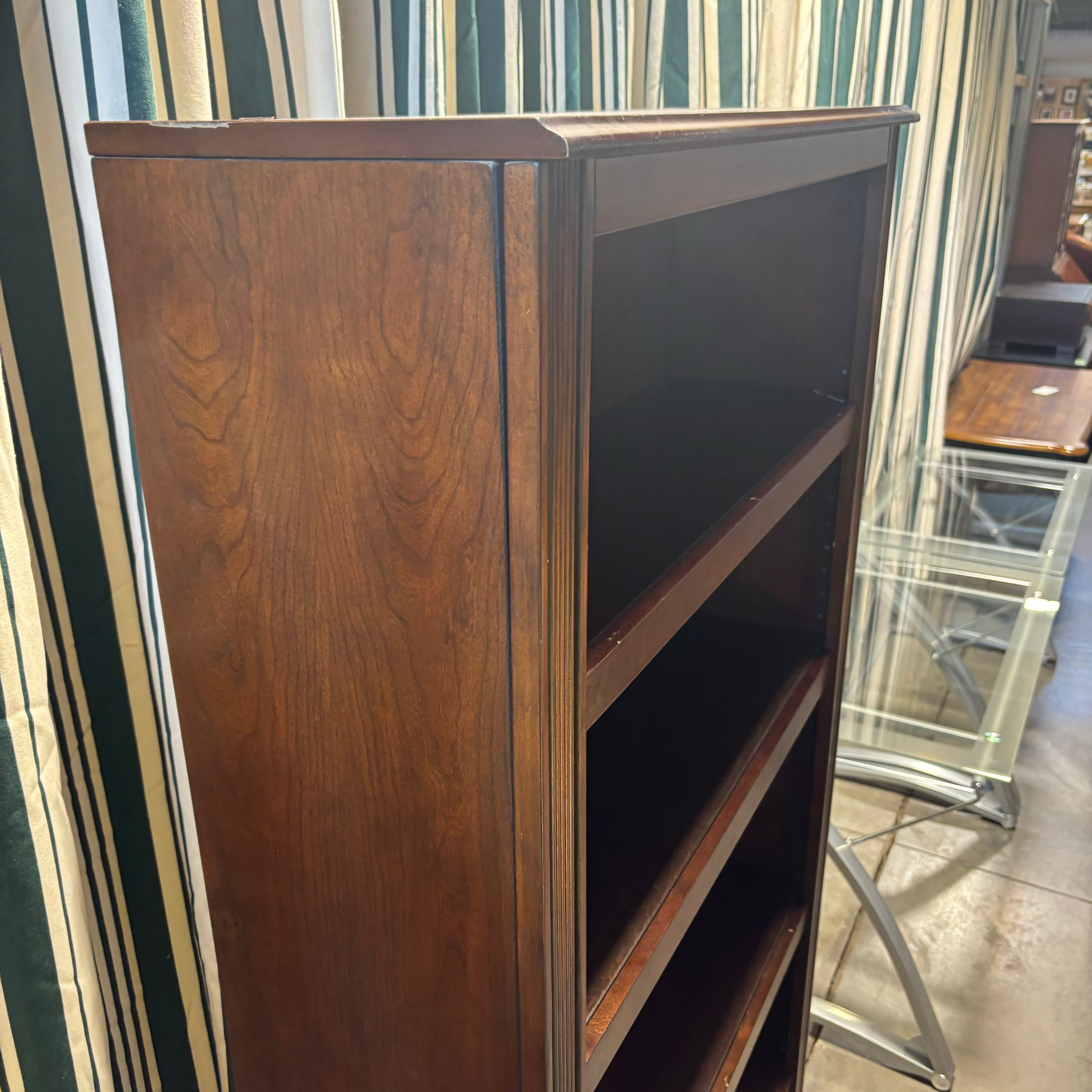 Solid Dark Finish Carved Wood with 4 Adjustable Height Shelves Bookcase 35"x 12"x 75"