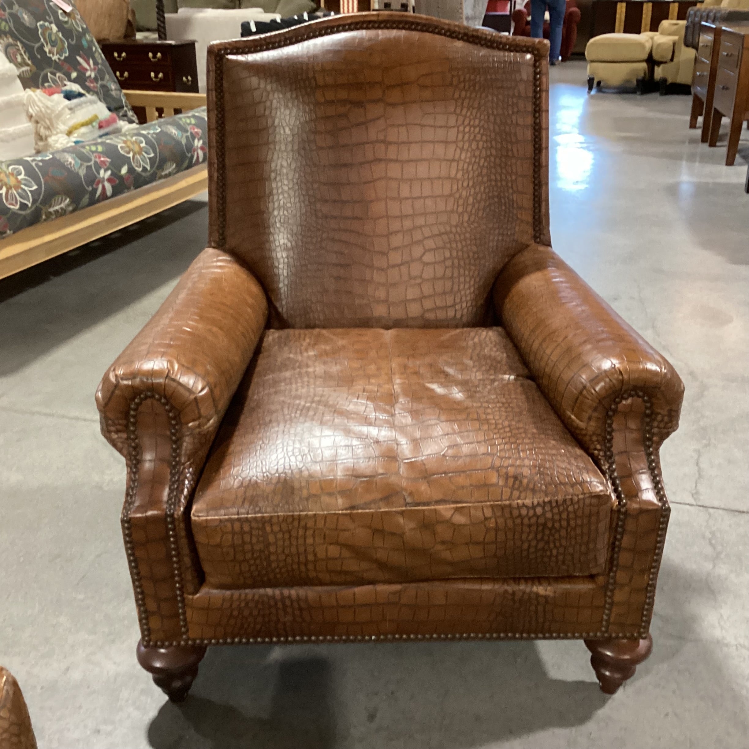 David Gilbert & Associates Croc Leather Nailhead With Ottoman Chair 33 ...