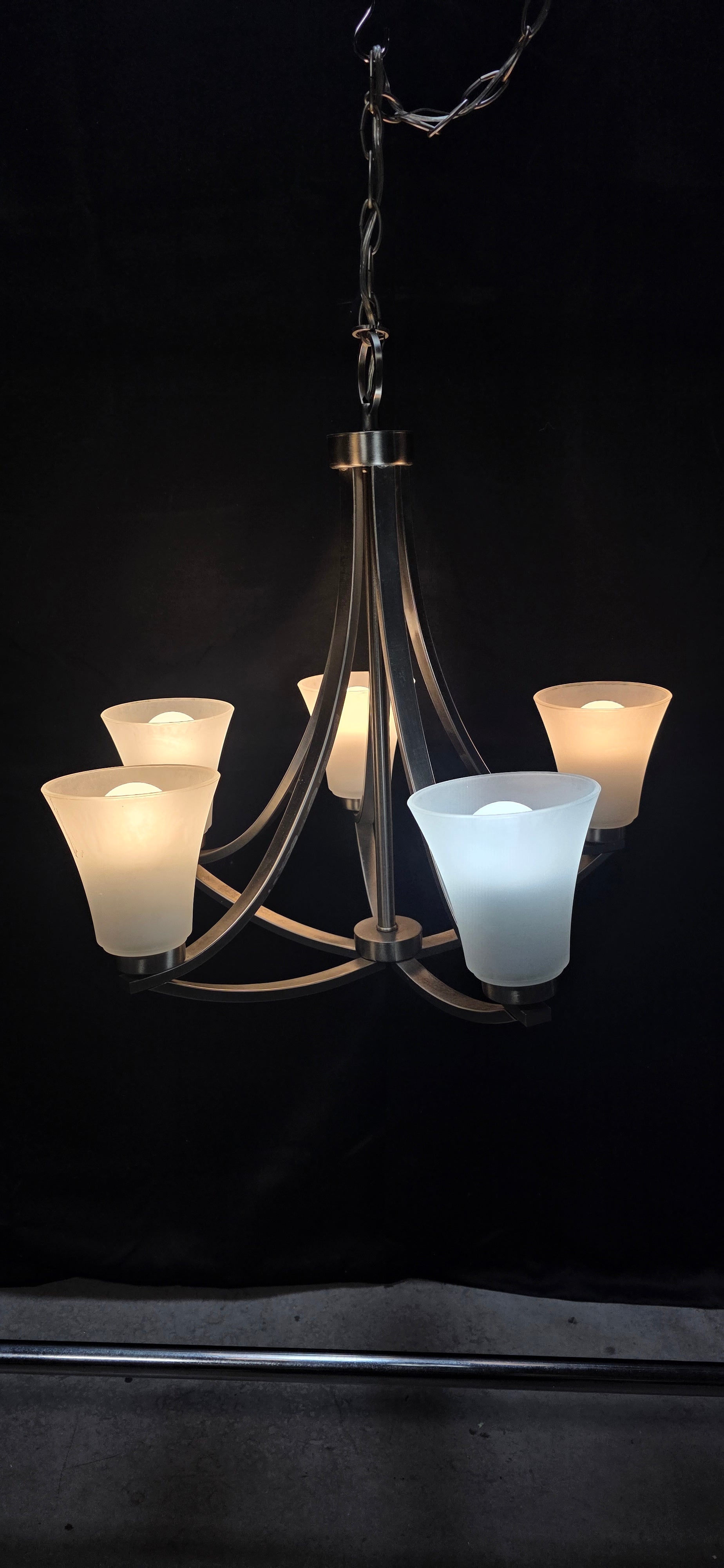 Brushed Nickel Five Light Chandelier 22"x21"