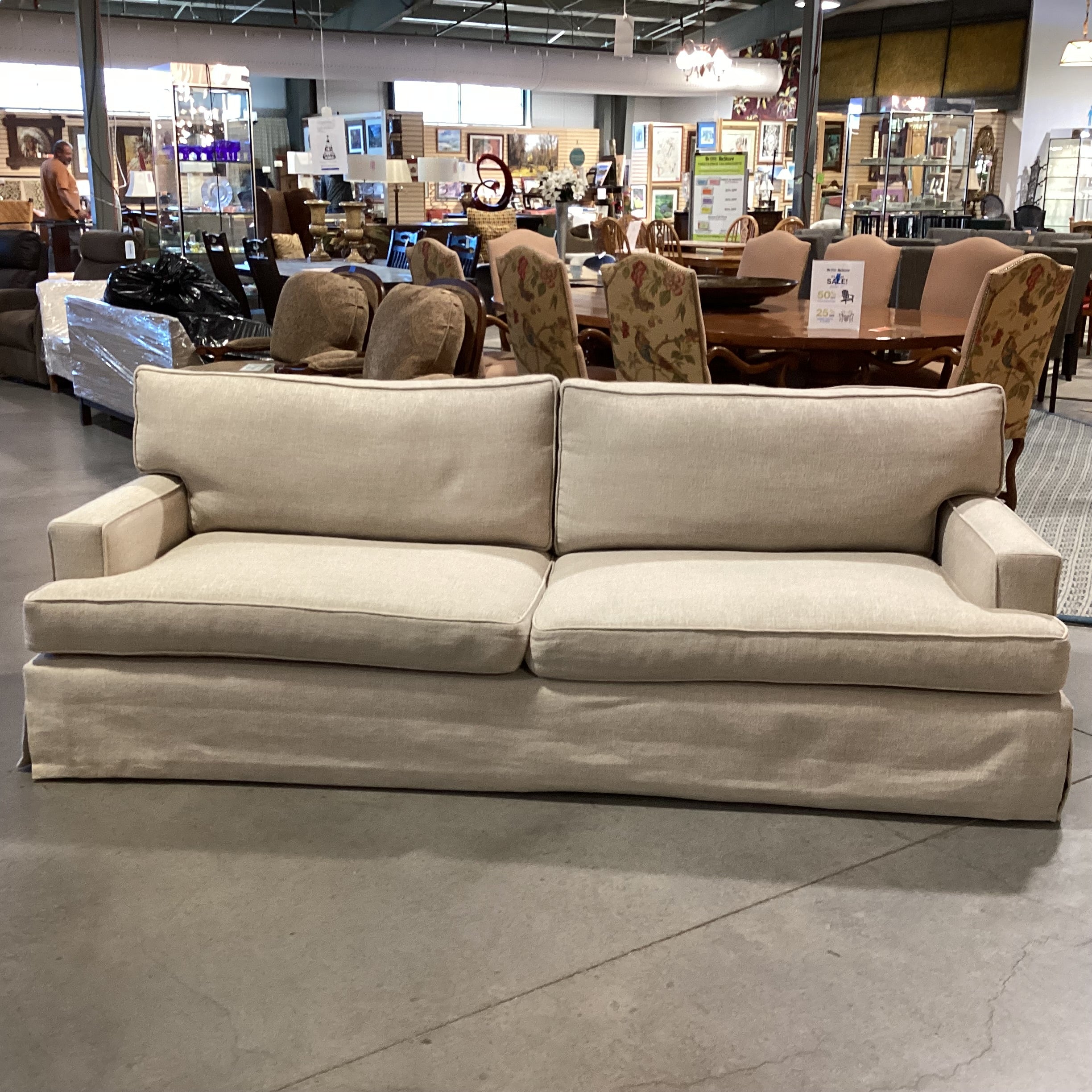 Barclay Buttera Home Los Angeles Oatmeal Heavy Texture Down Mix Custom Sofa 98"x 41"x 32"