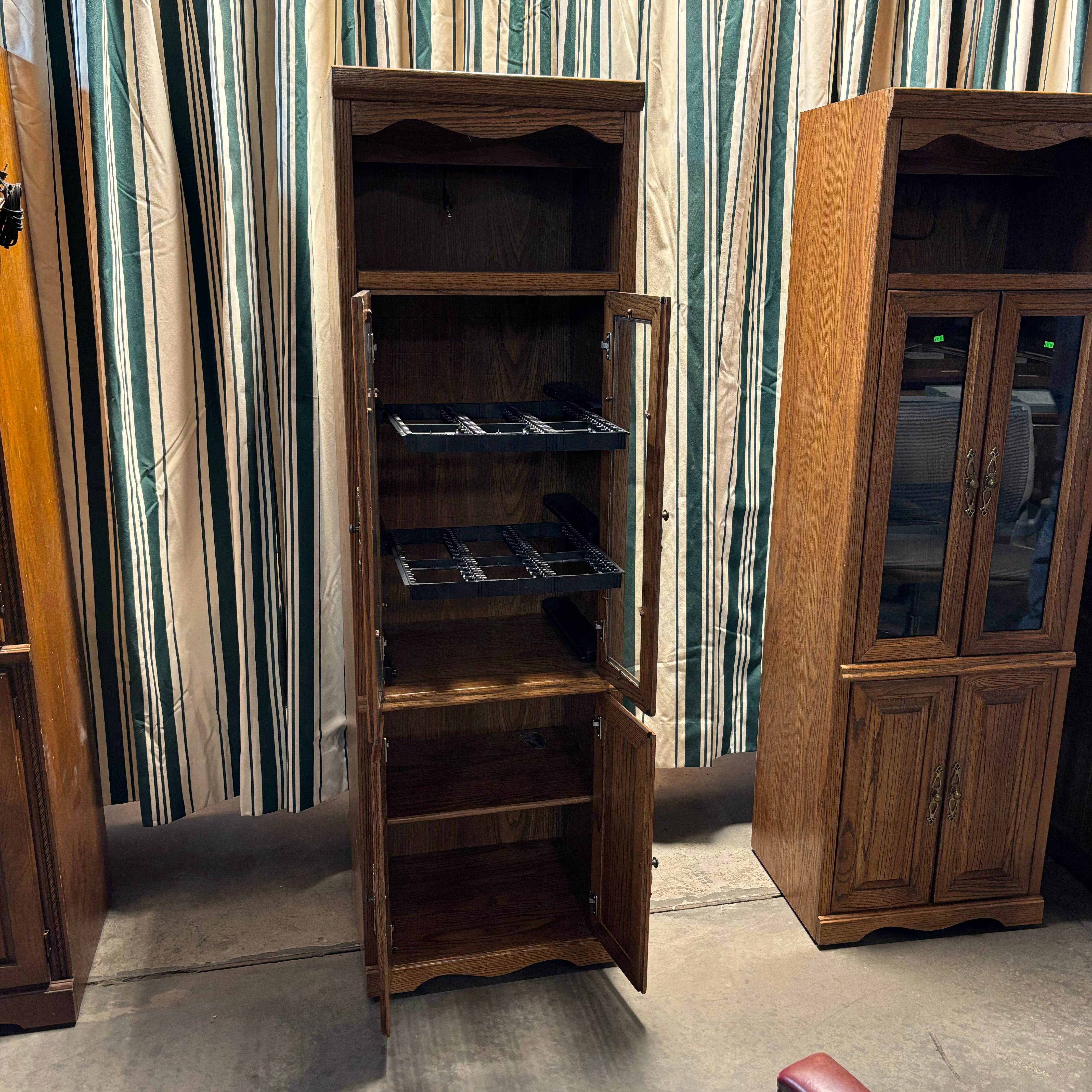 Dark Finish Solid Wood 4 Door with Brass Accents Display Bookcase 22"x 18"x 73"