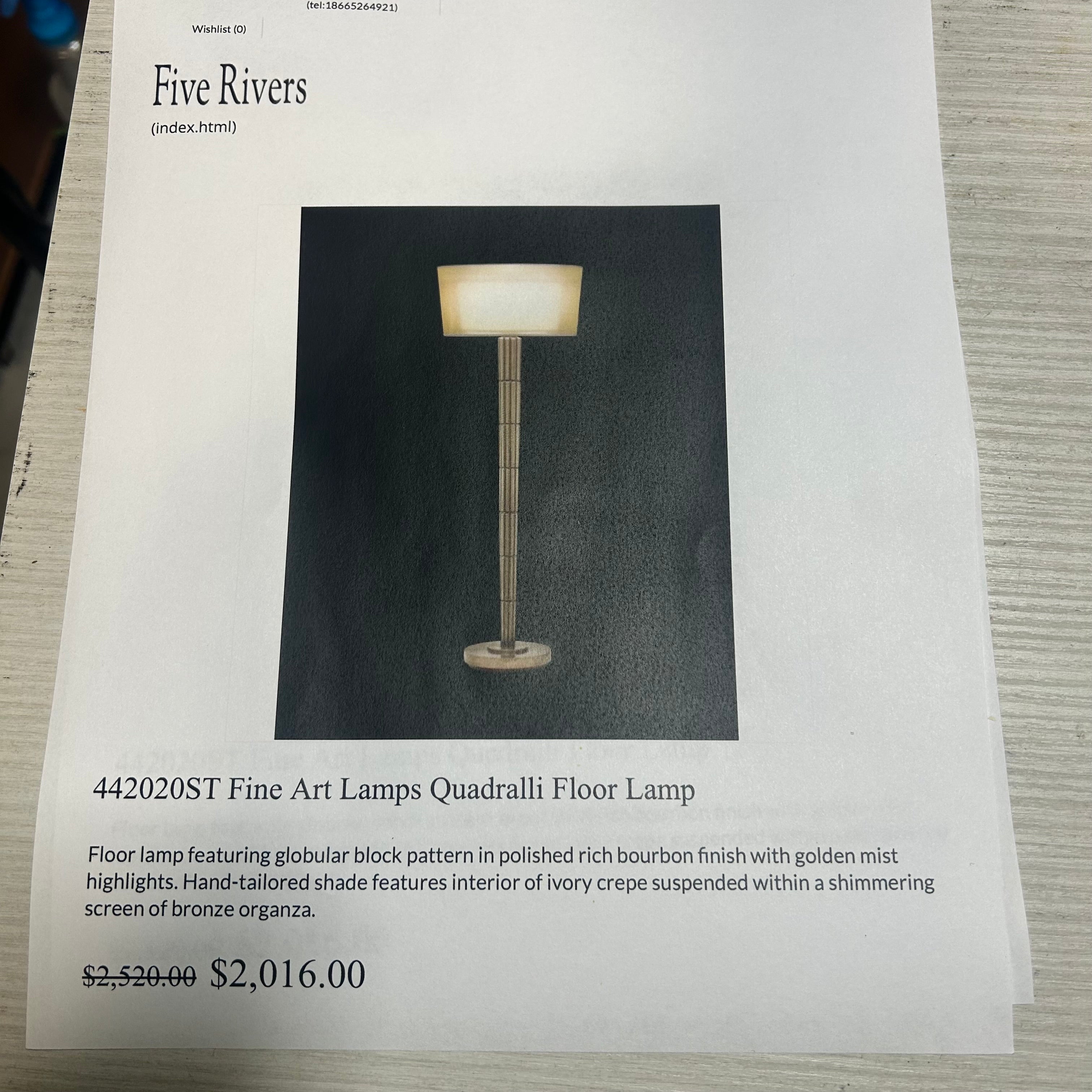Fine Art Lamps Quadrailli Nickel Floor Lamp 22.5"x 62"