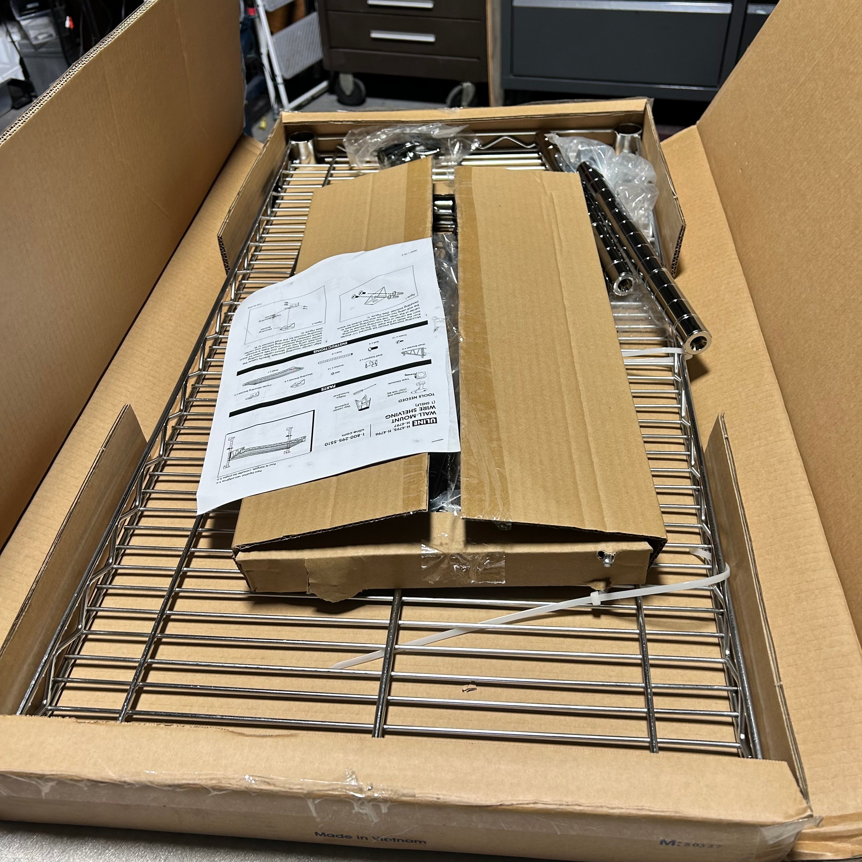 Uline Wall Mount Wire Shelving 36"x 18"x 14"