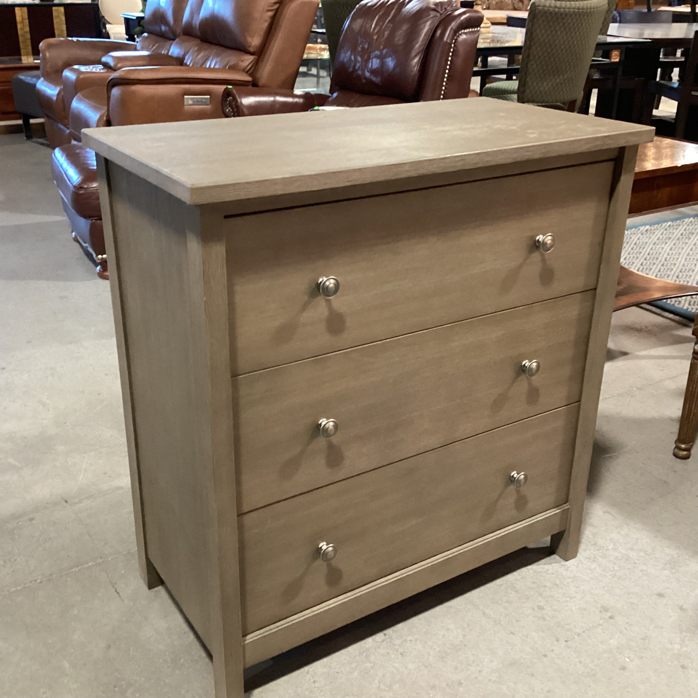 Williams Sonoma Grey Washed Finish Wood 3 Drawer Chest 32"x 16.5"x 34"