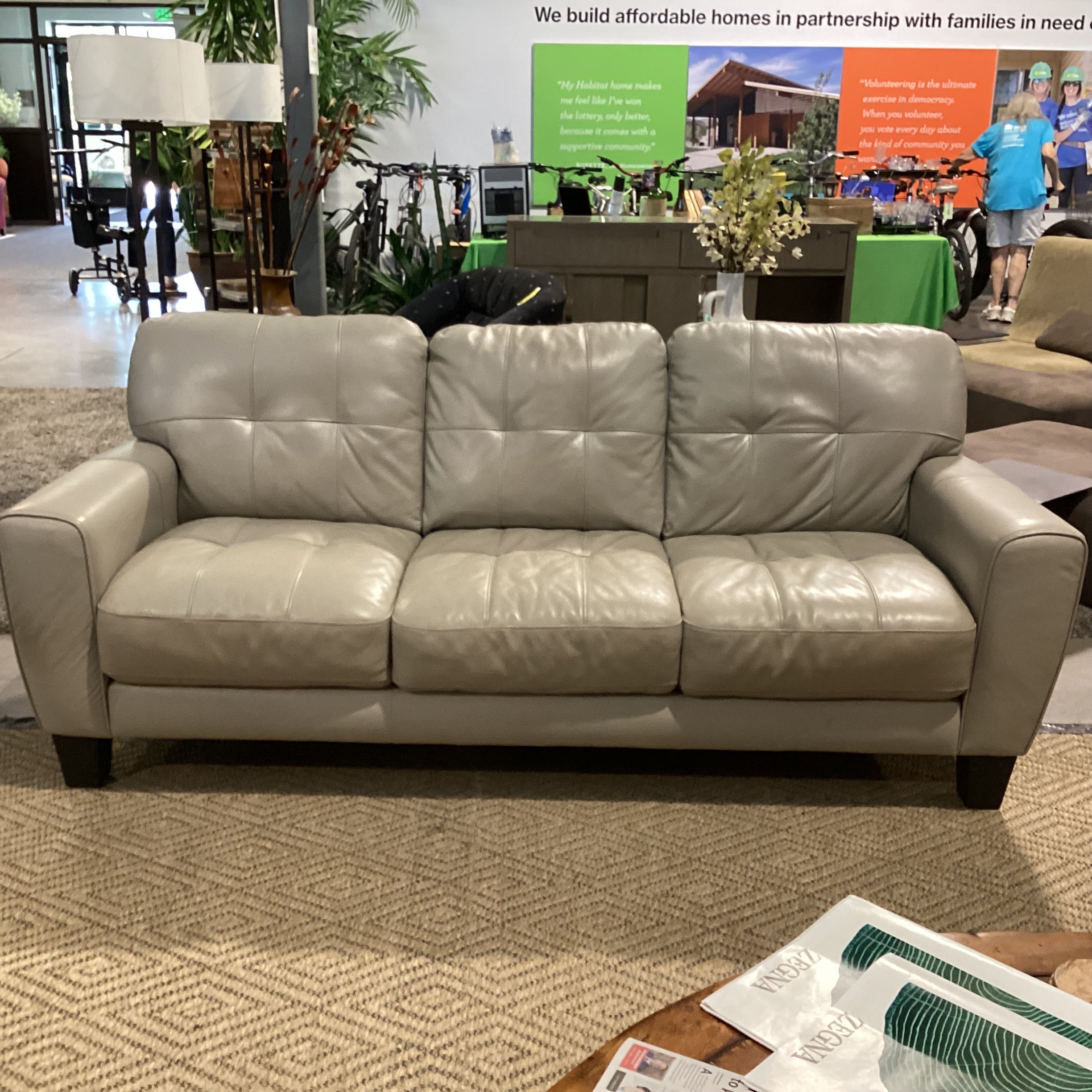 Grey Faux Sofa 84"x 38"x 36"