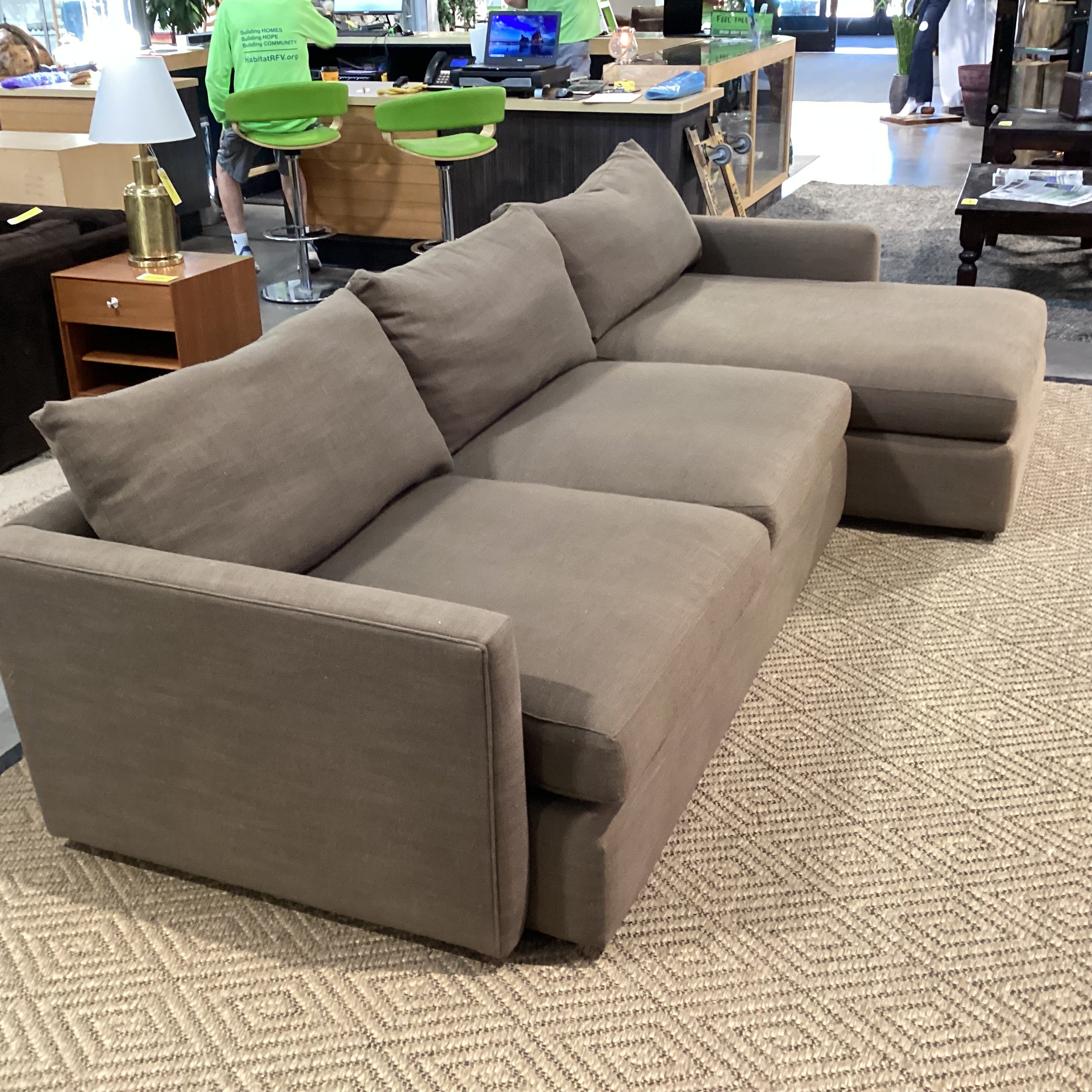 Crate & Barrel Taupe Woven Down Mix with Chaise 2 Piece Sectional 124"x 63"x 46"x 26"