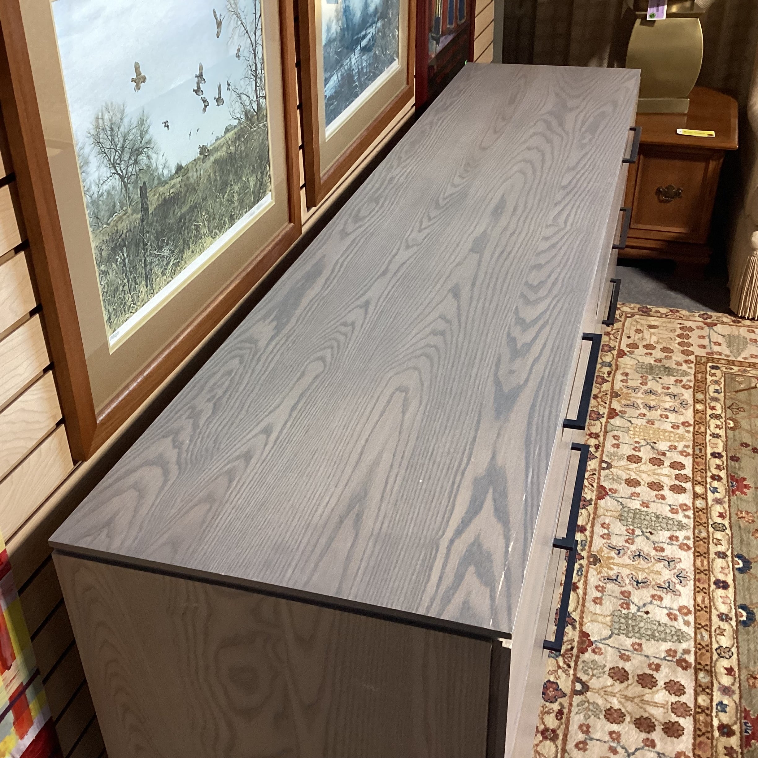 Room & Board Ash Grey Washed Wood & Metal 6 Drawer Dresser 84"x 20.5"x 32.5"
