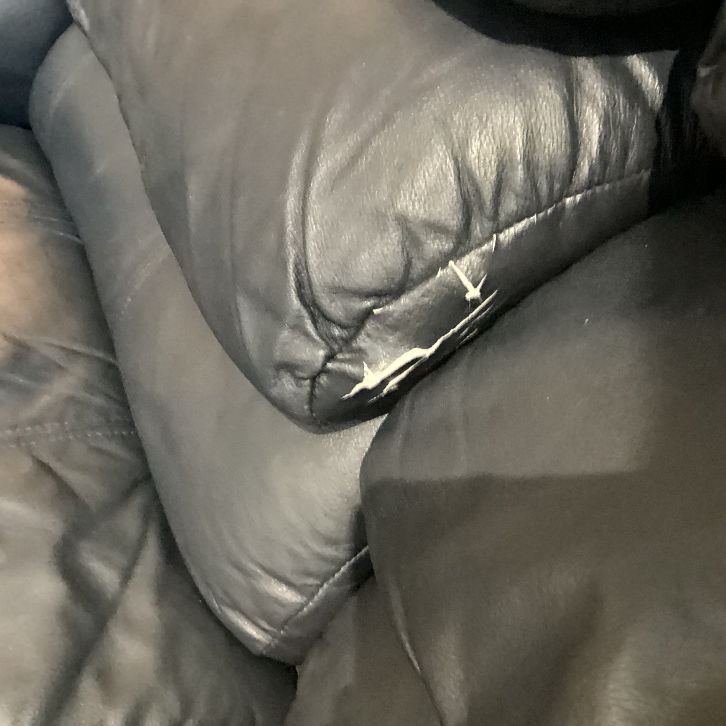Navy Leather Double Recliner Loveseat Sofa 64"x 40"x 37"