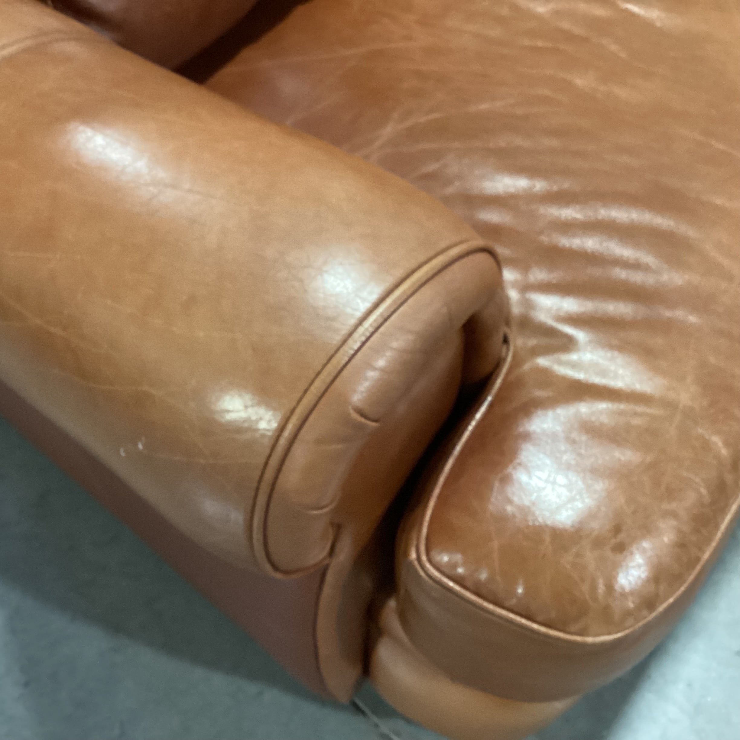 Cognac Leather Chair 42"x 36"x 38"