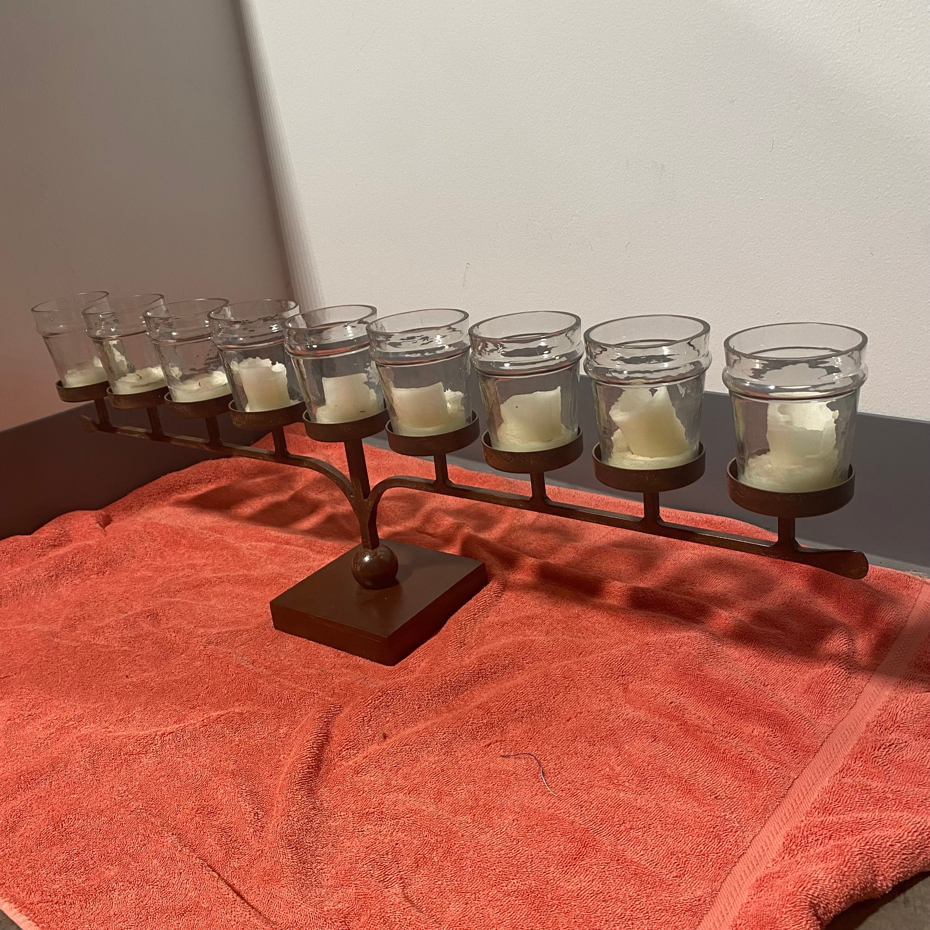 Rustic Metal 9 Candle Home Decor 35"x 6"x 12"