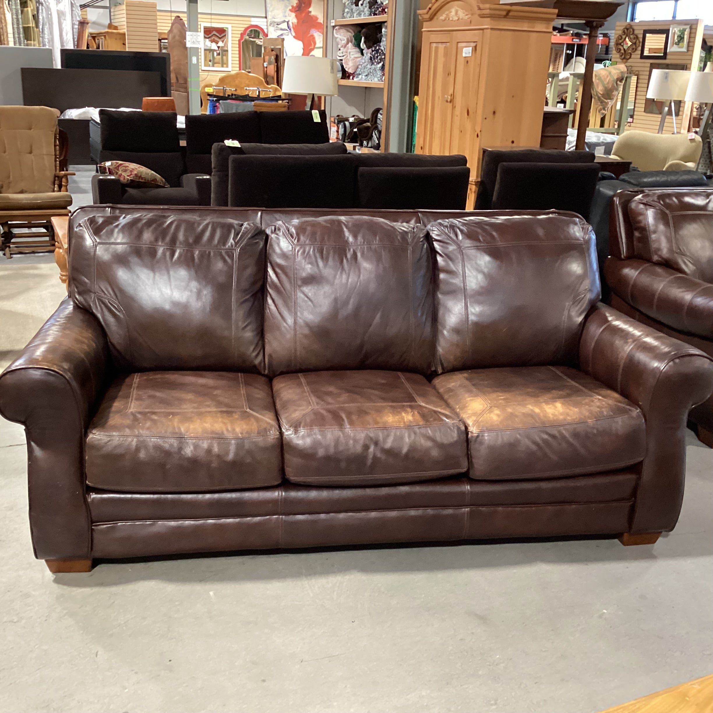 Brown Leather Sofa 84"x 36"x 37"