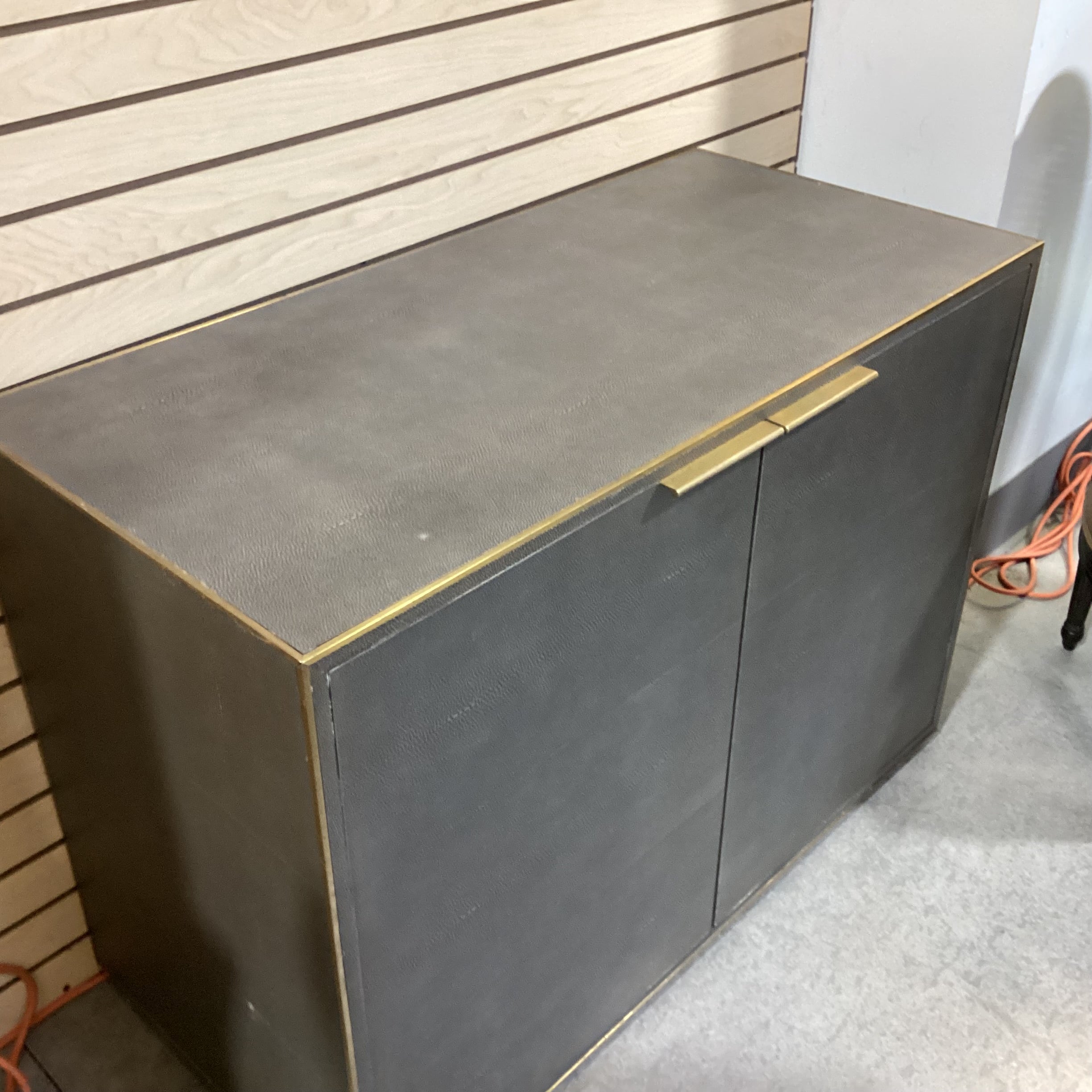 Restoration Hardware Saunderson Shagreen & Brass Cabinet Console 42"x 21"x 30.5"